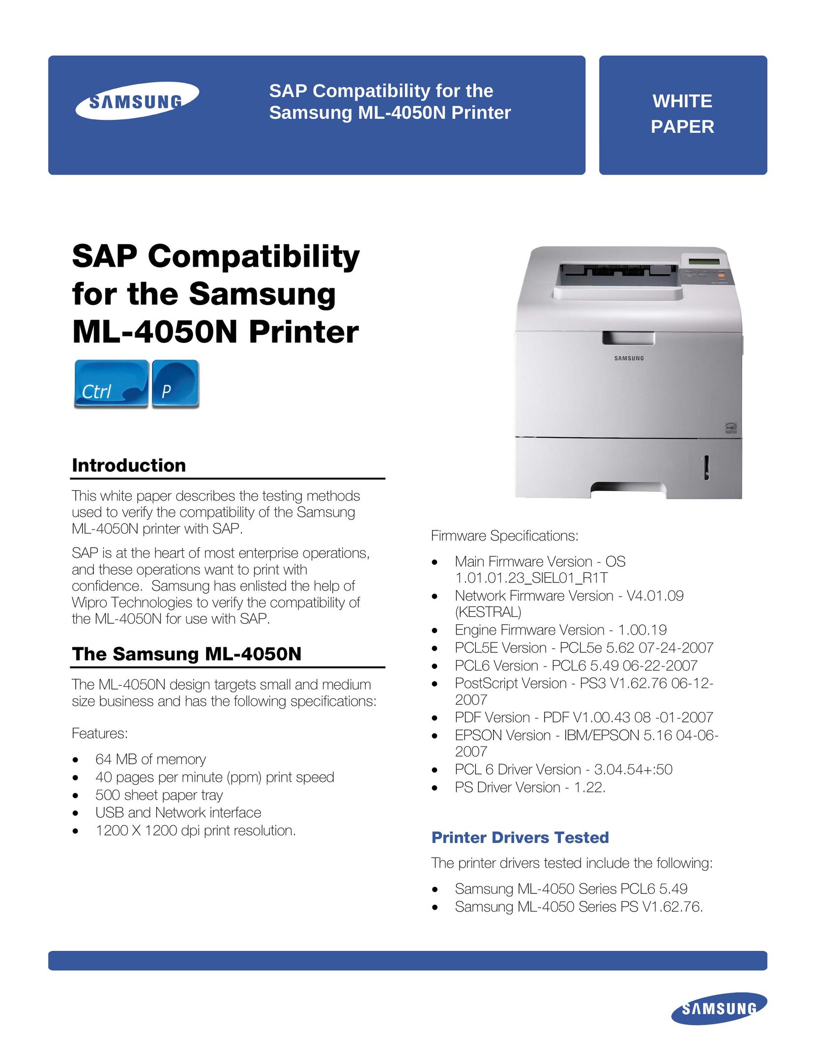 Samsung 4050N Printer User Manual
