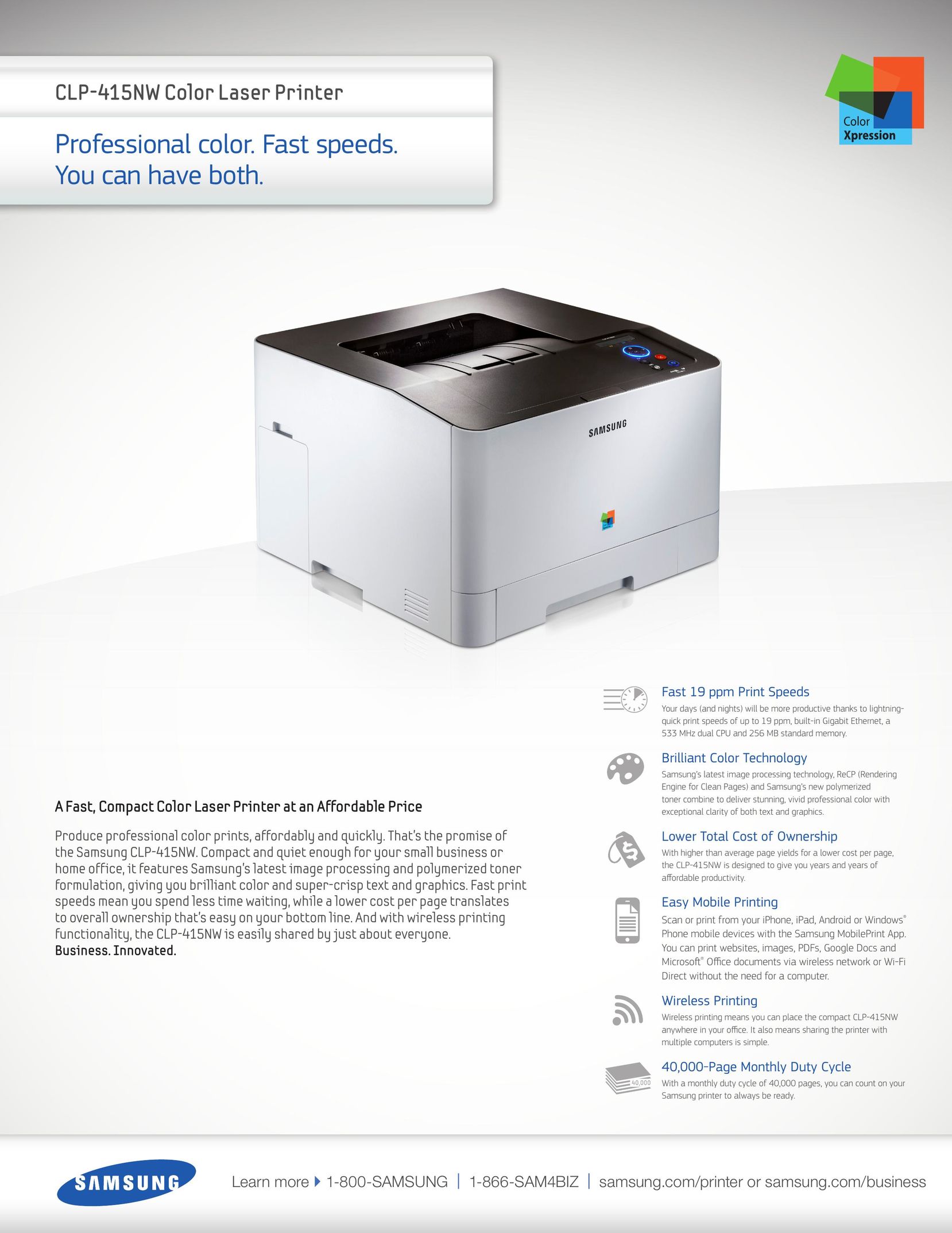 Samsung CLP-415NW Printer User Manual