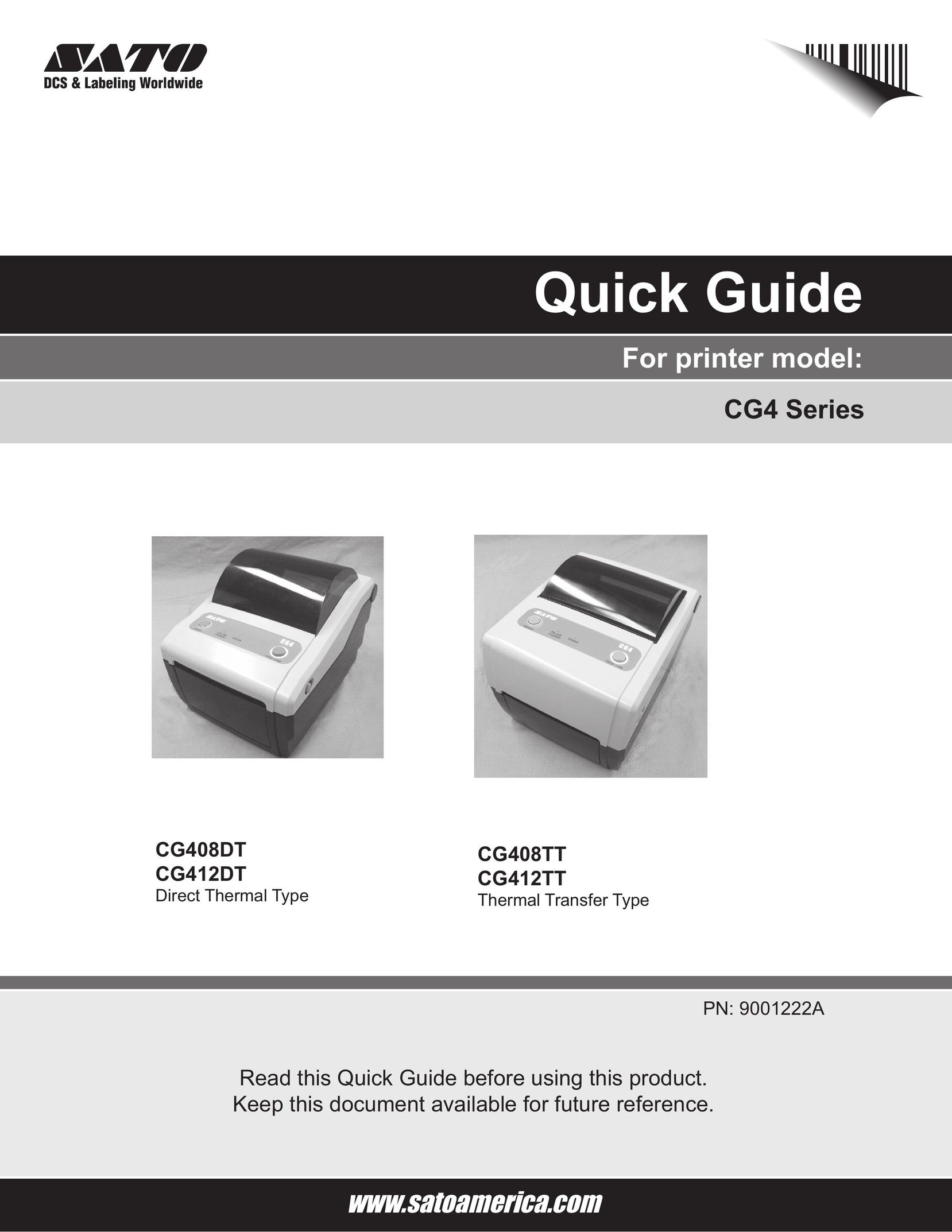 SATO CG408DT Printer User Manual