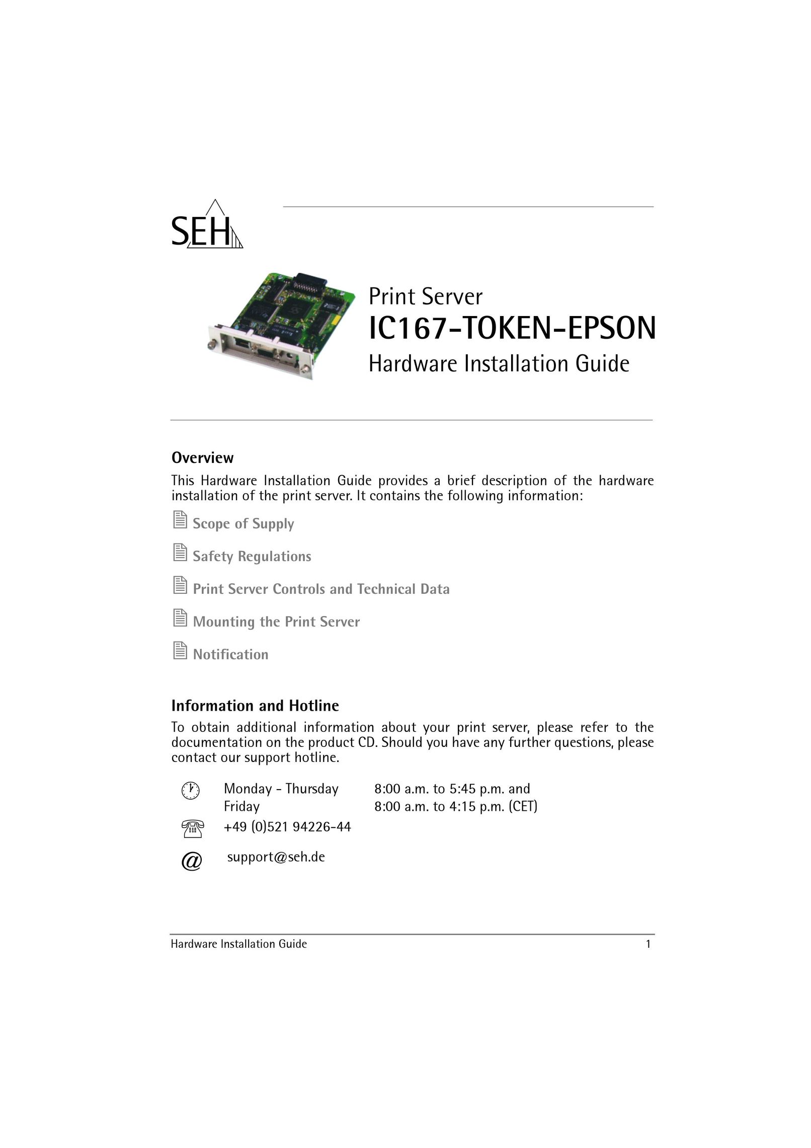 SEH Computertechnik IC167 Printer User Manual