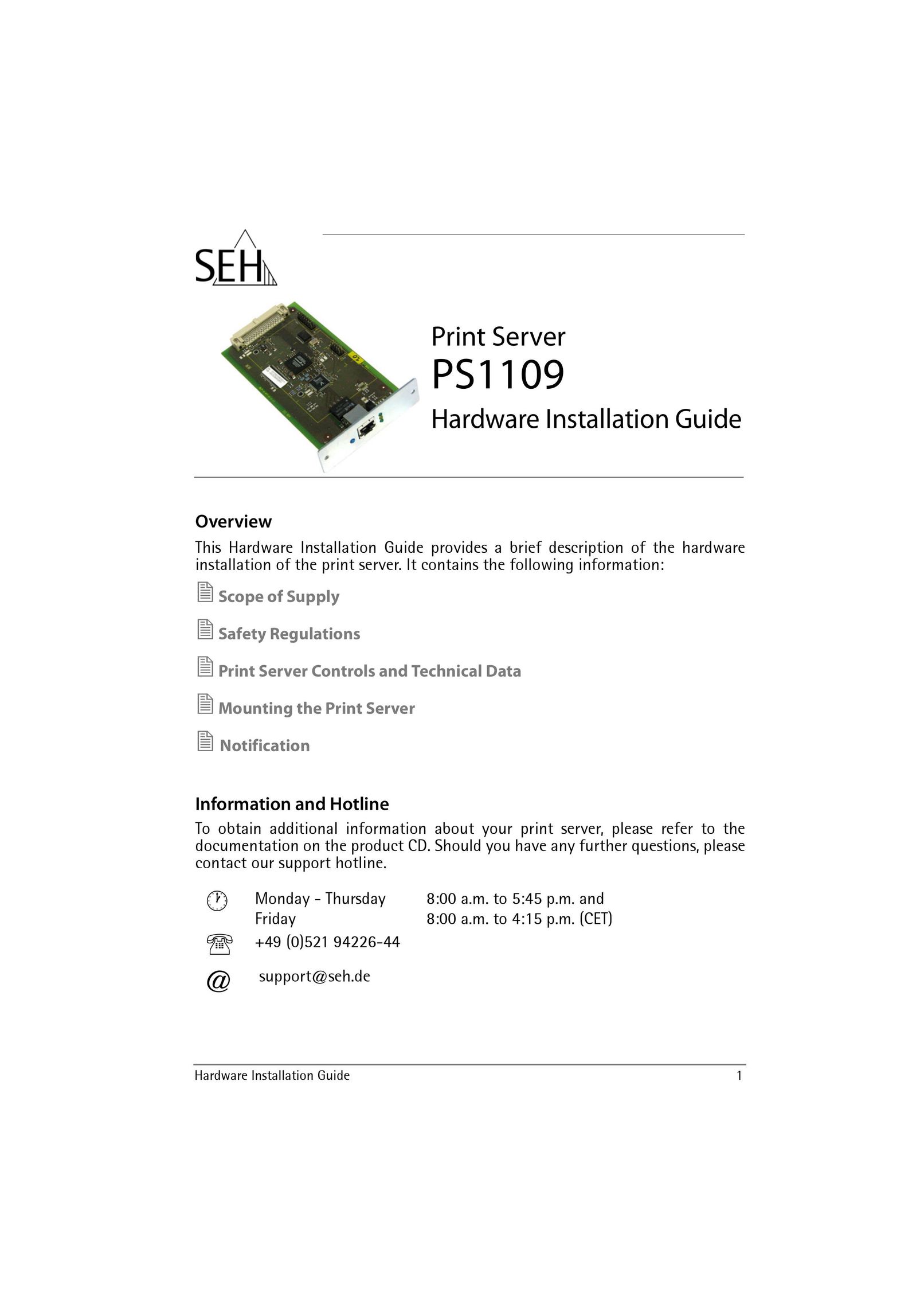 SEH Computertechnik PS1109 Printer User Manual