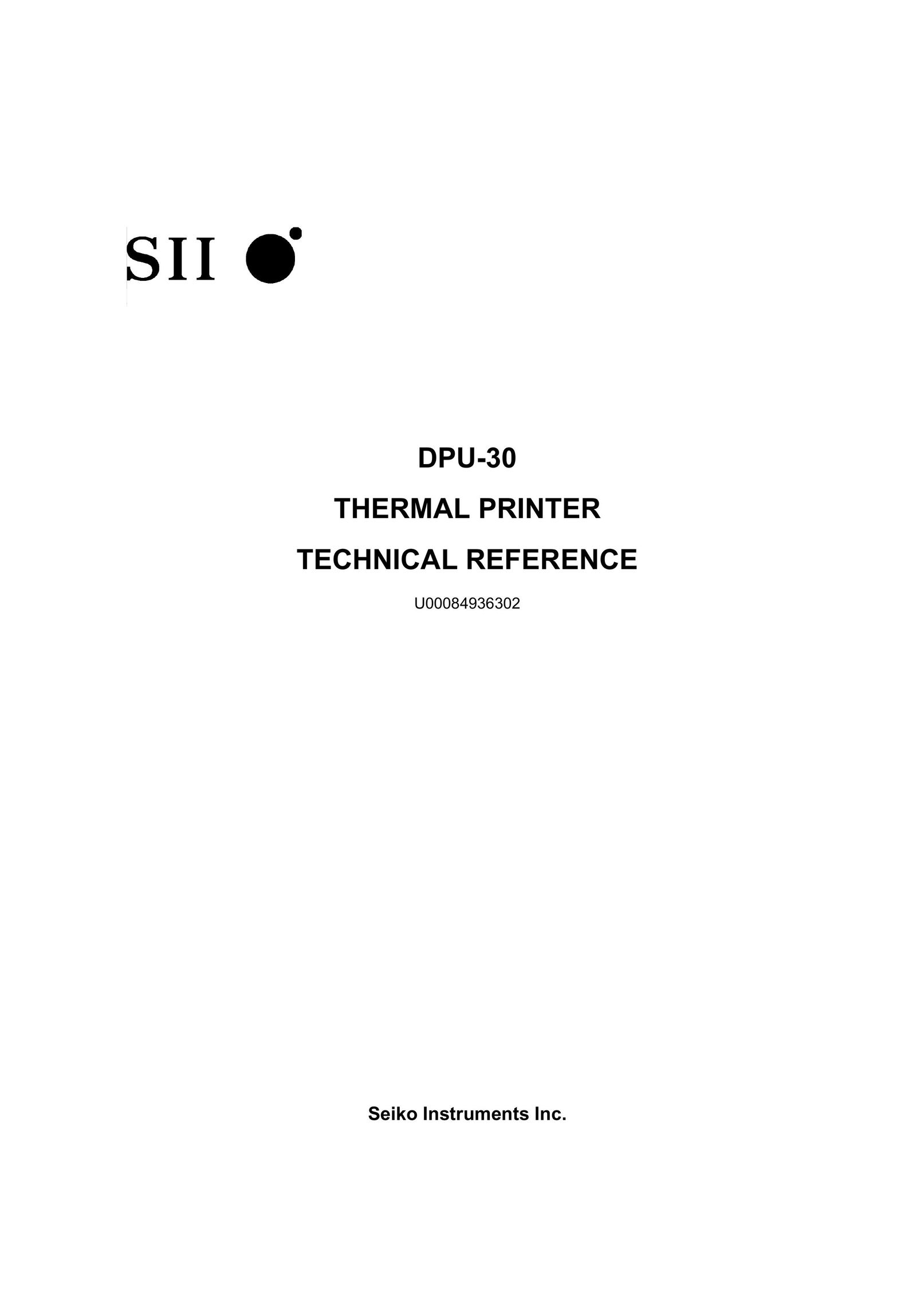 Seiko Instruments DPU-30 Printer User Manual