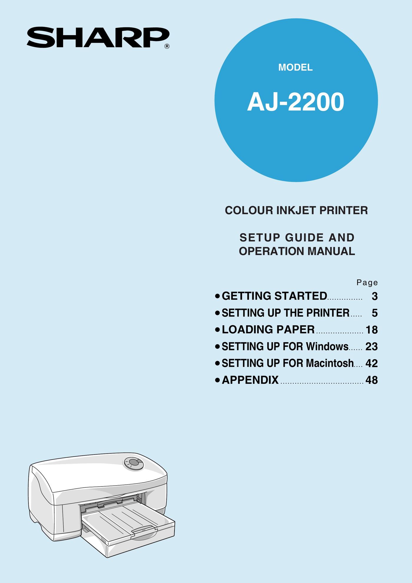 Sharp AJ-2200 Printer User Manual