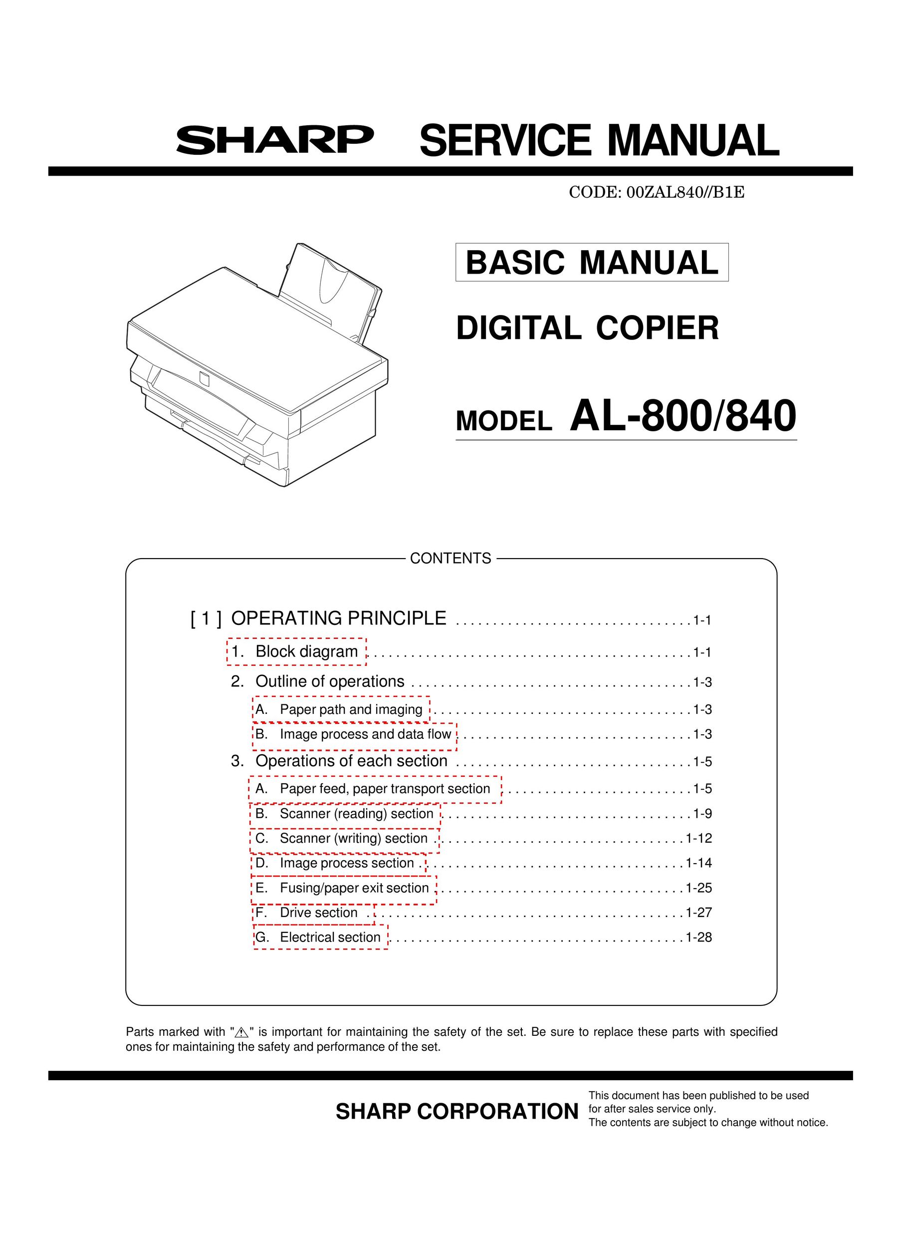 Sharp AL-800 Printer User Manual