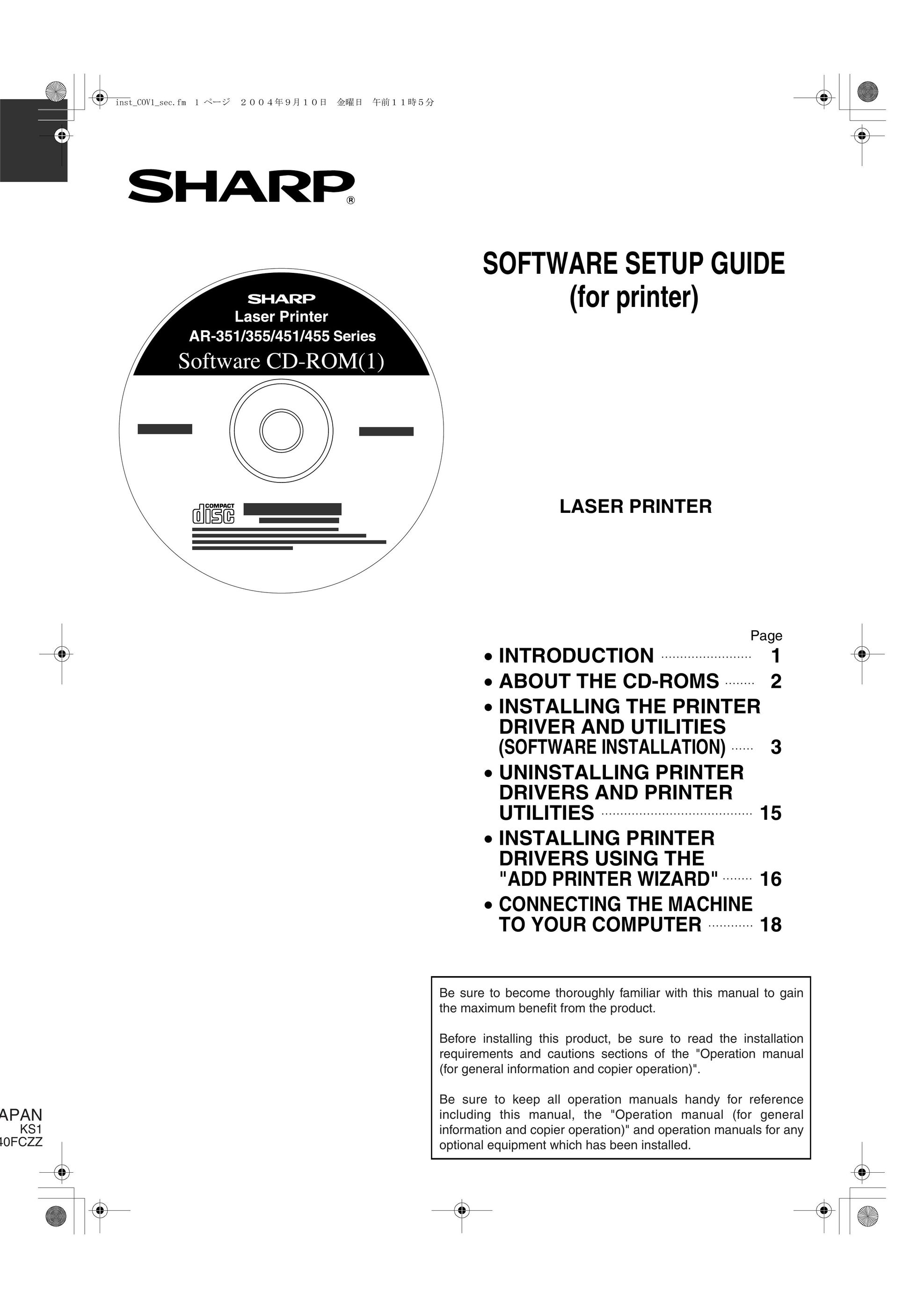 Sharp AR-355 Printer User Manual