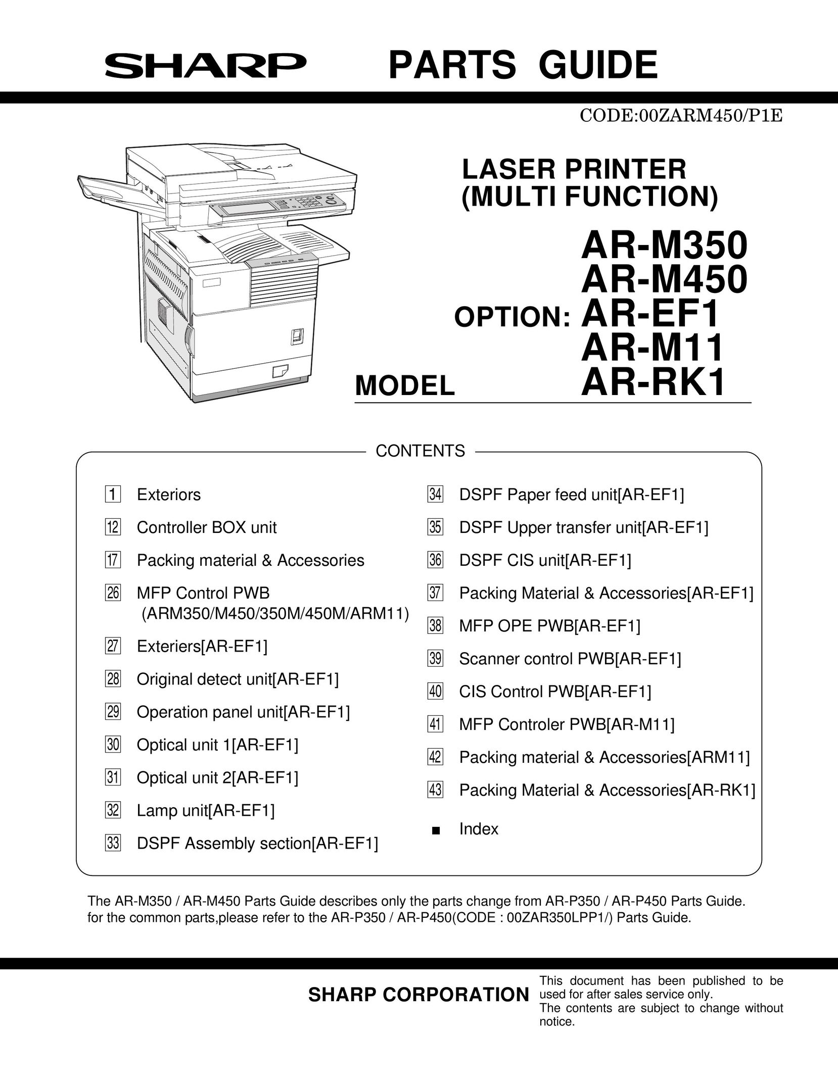 Sharp AR-M350 Printer User Manual