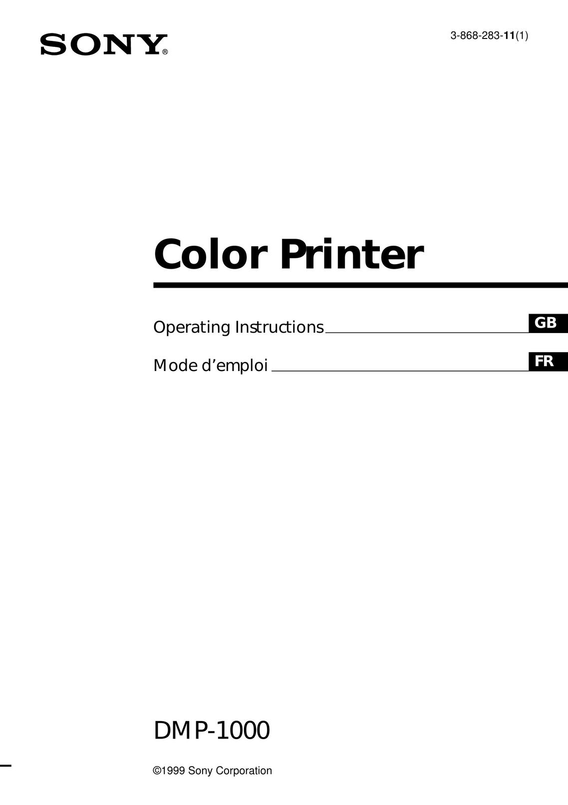 Sony DMP-1000 Printer User Manual