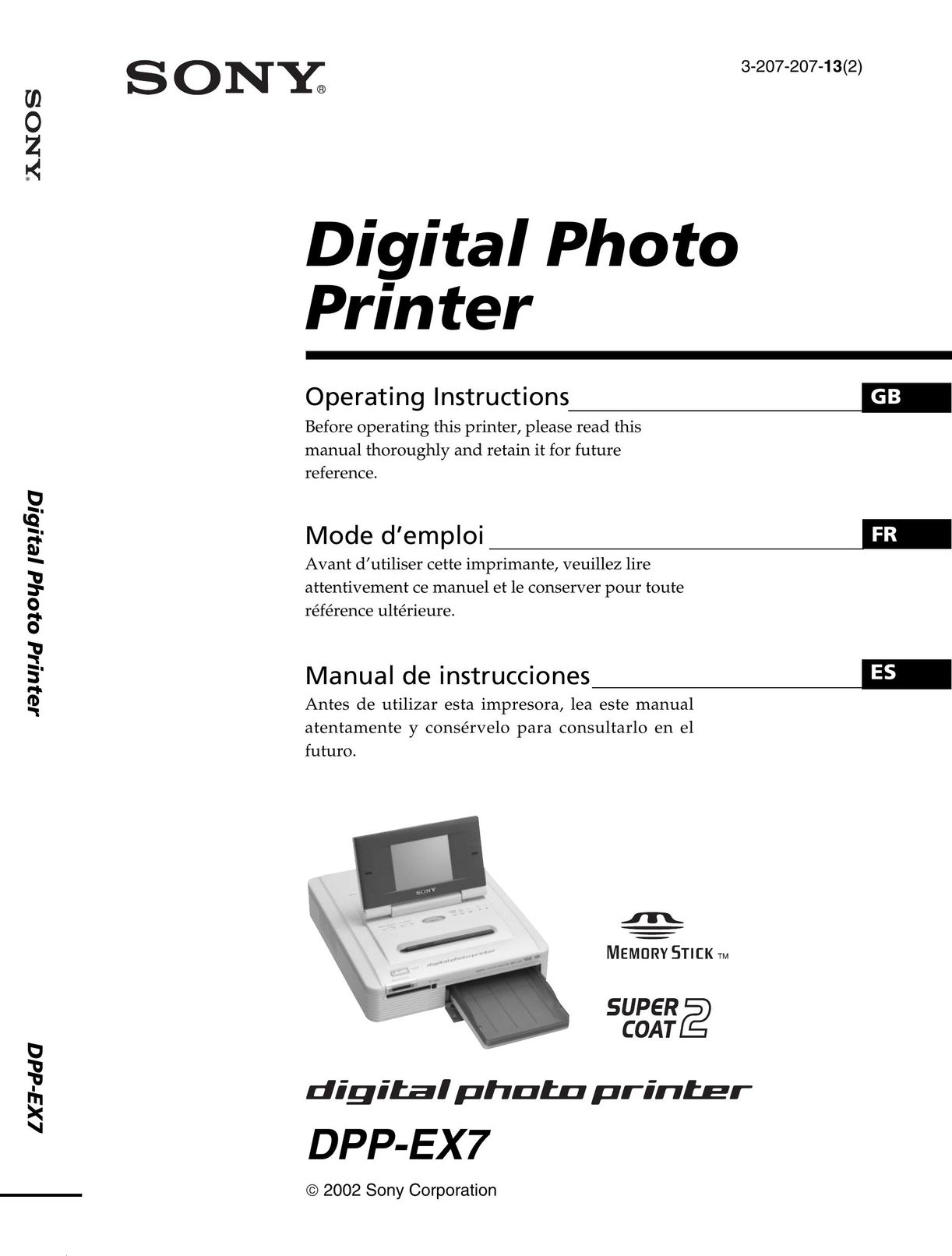 Sony DPP-EX7 Printer User Manual
