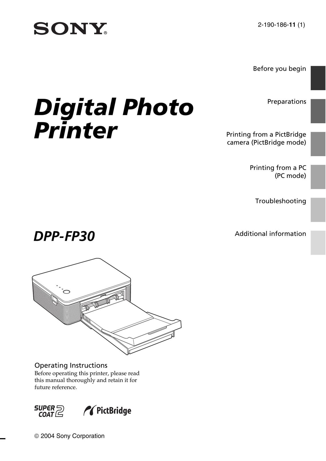 Sony DPP-FP30 Printer User Manual