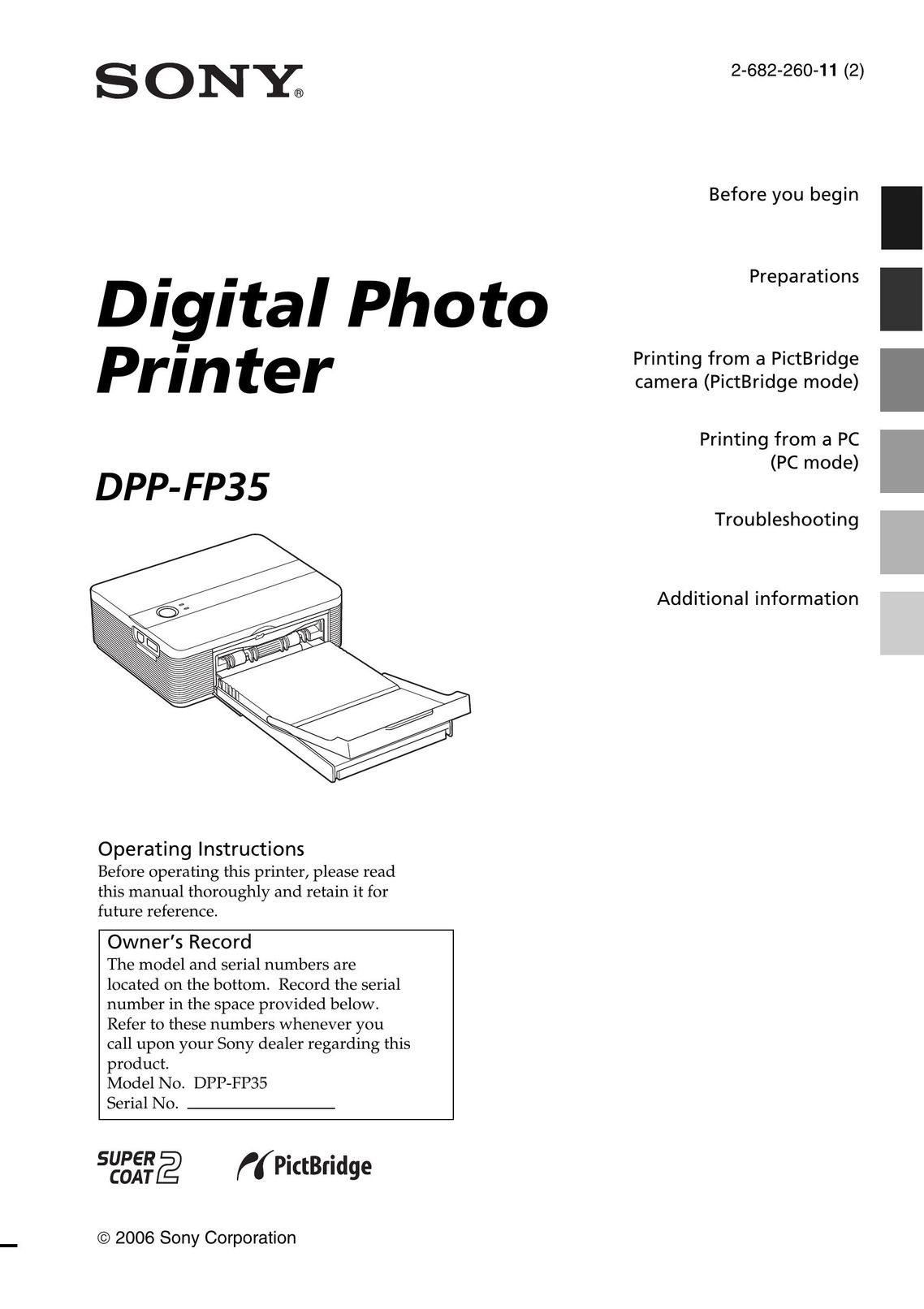 Sony DPP-FP35 Printer User Manual