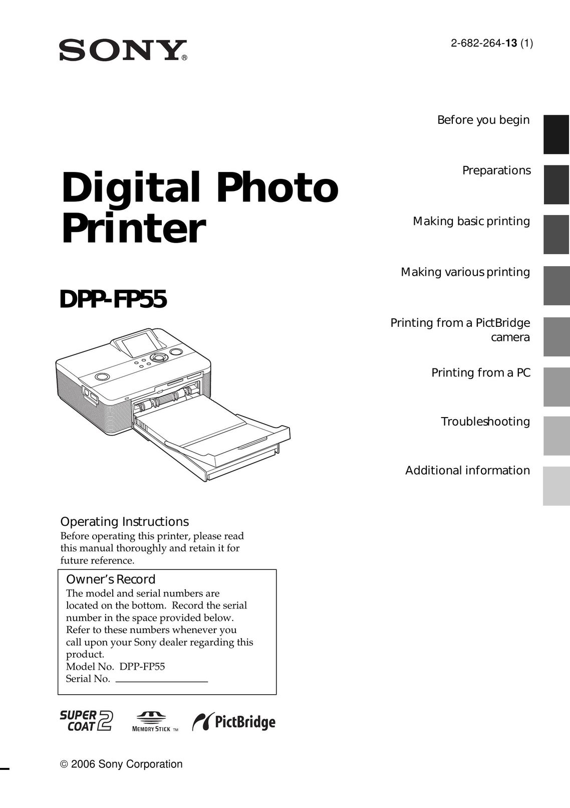 Sony DPP-FP55 Printer User Manual