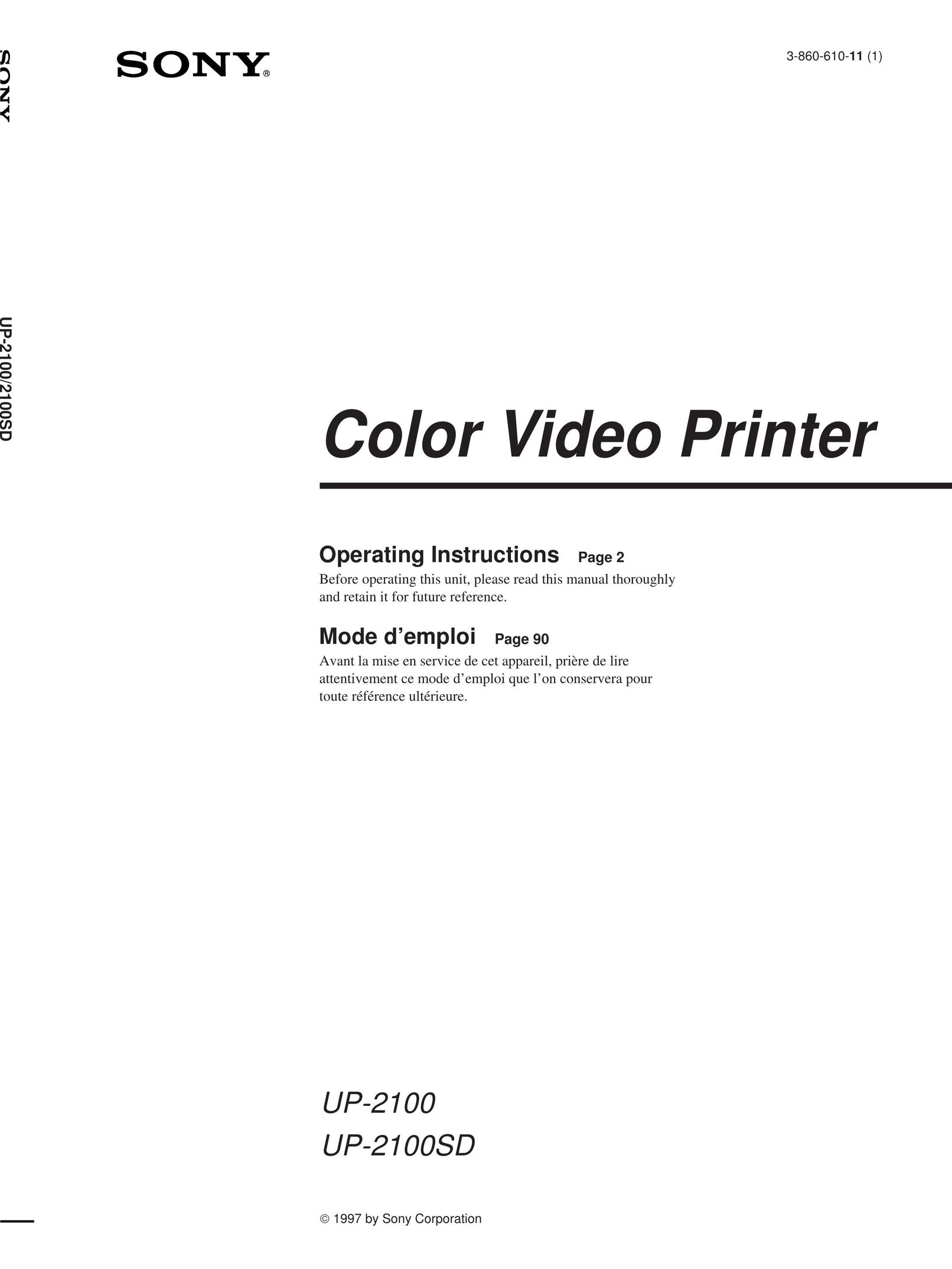 Sony UP-2100 Printer User Manual