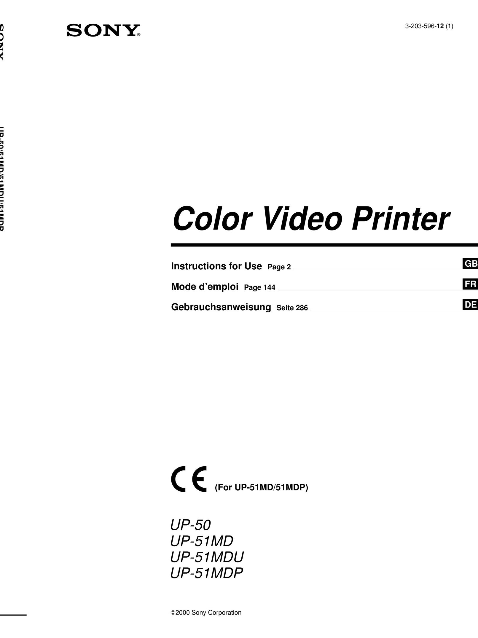 Sony UP-50 Printer User Manual