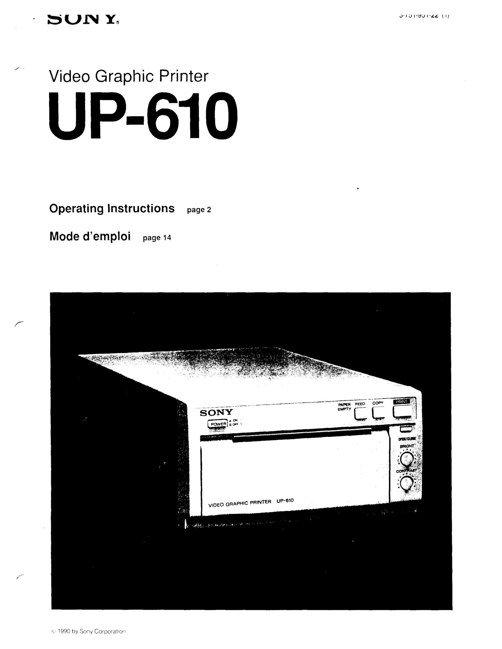 Sony UP-610 Printer User Manual