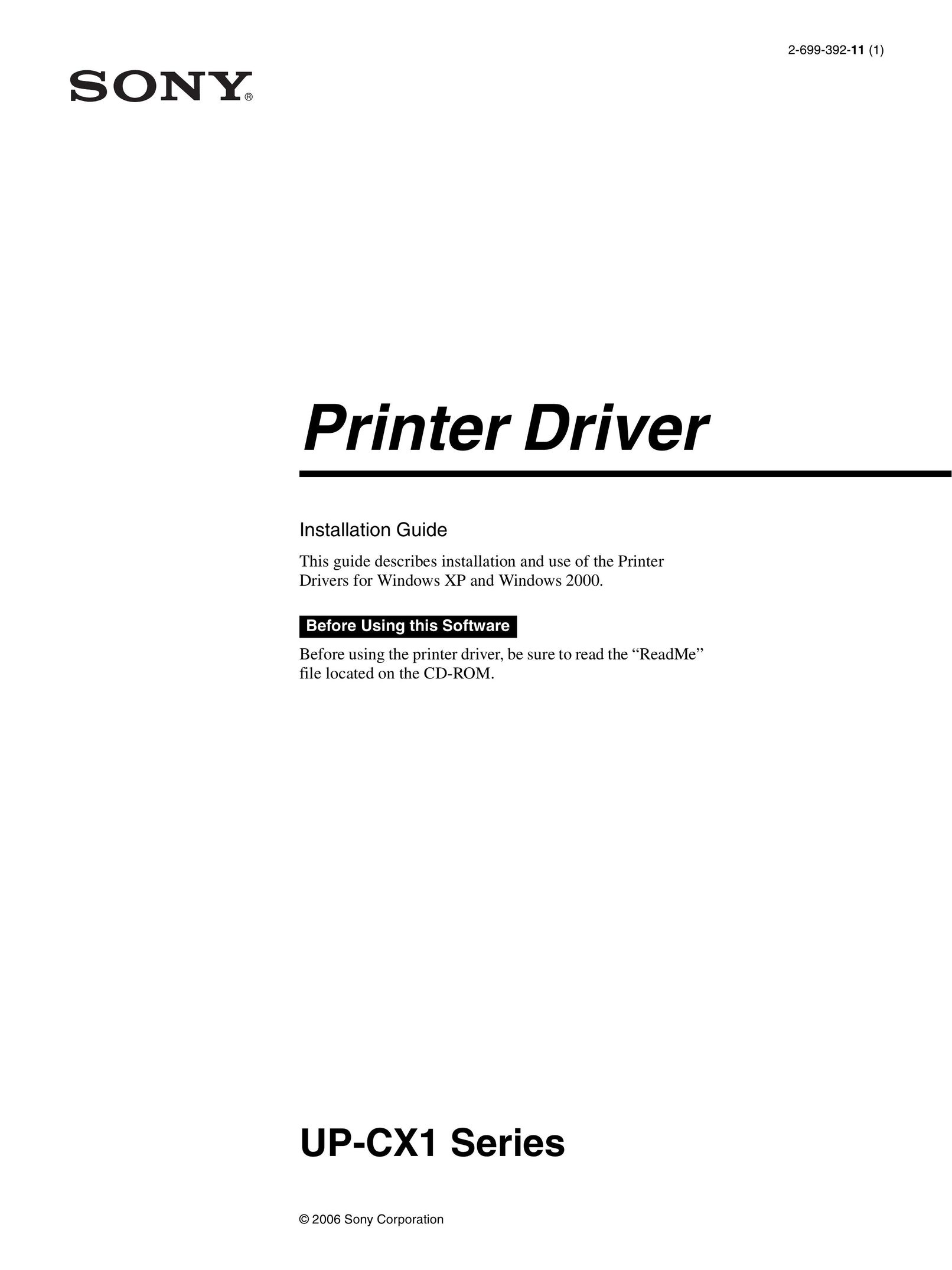Sony UP-CX1 Printer User Manual
