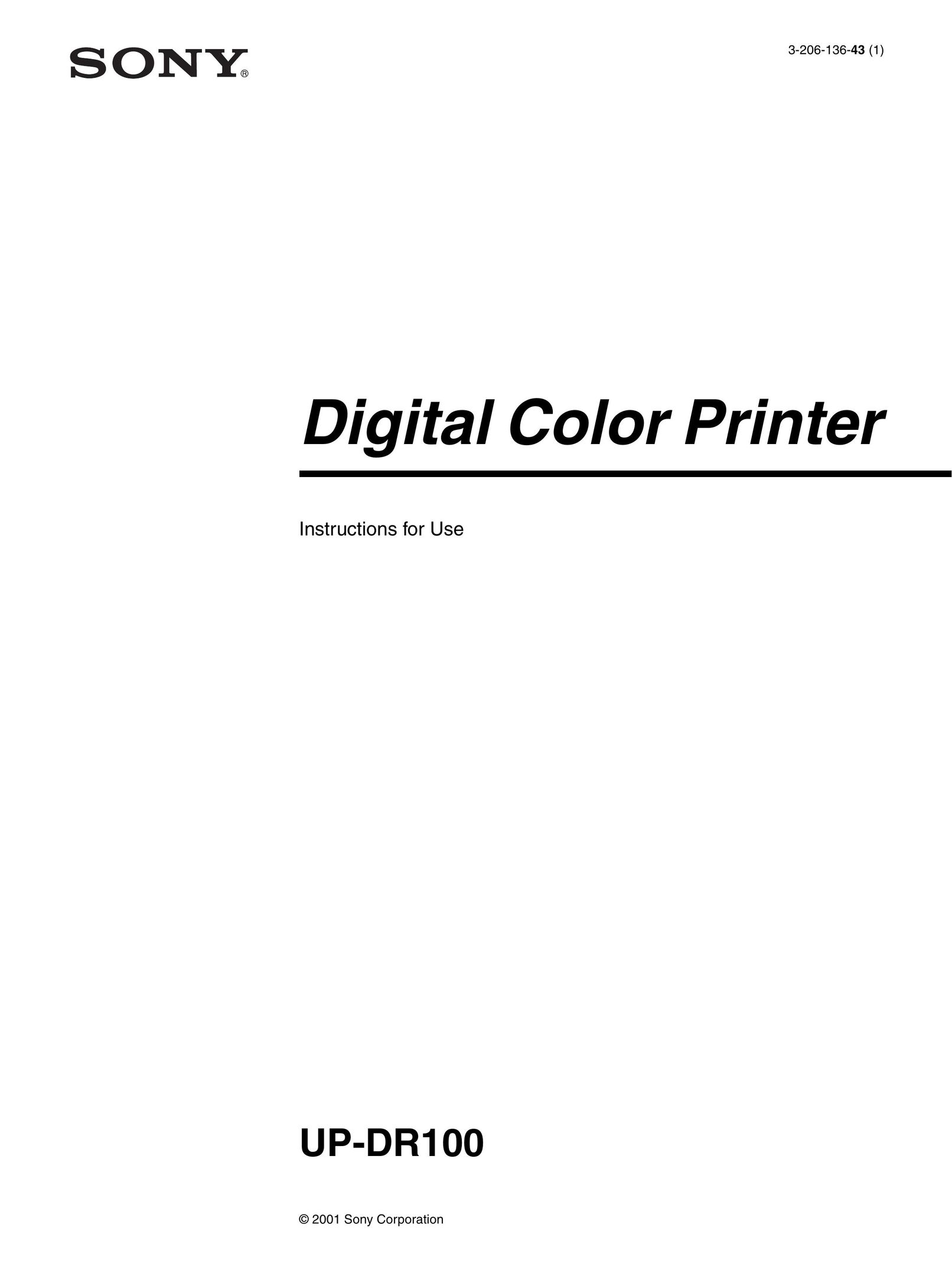 Sony UP-DR100 Printer User Manual