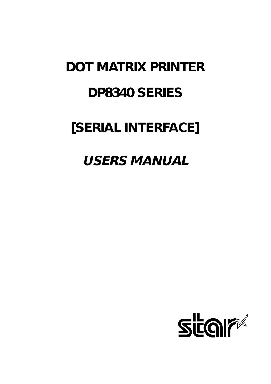 Star Micronics DP8340 Printer User Manual