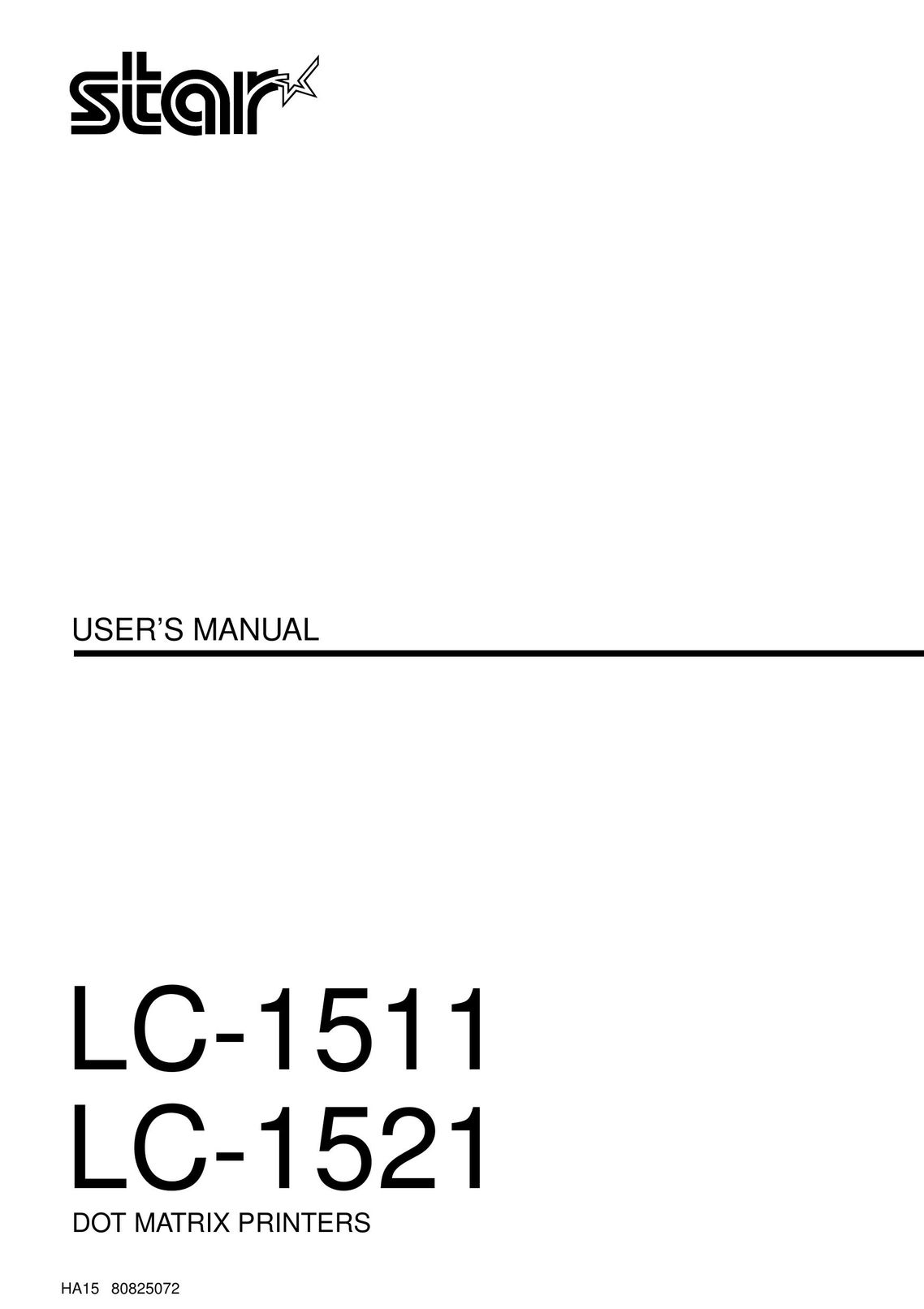 Star Micronics HA15 80825072 Printer User Manual