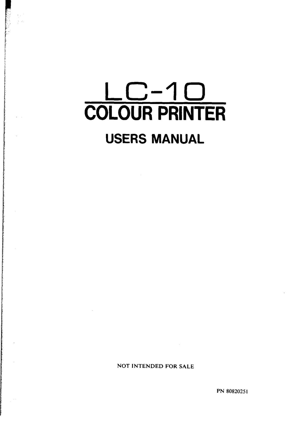 Star Micronics lC-10 Printer User Manual