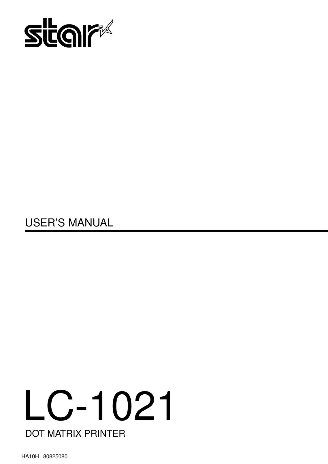 Star Micronics LC-1021 Printer User Manual