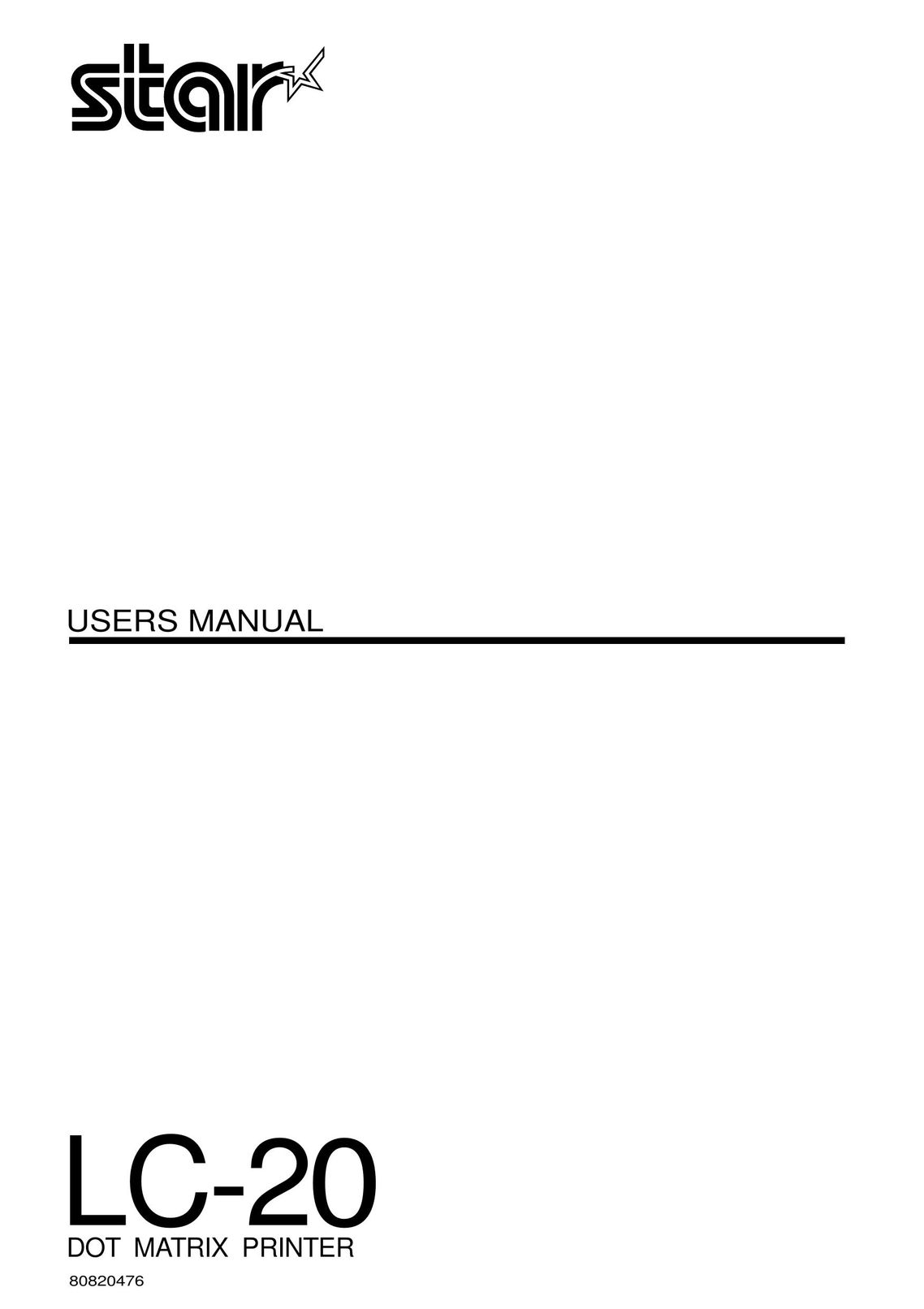 Star Micronics LC-20 Printer User Manual