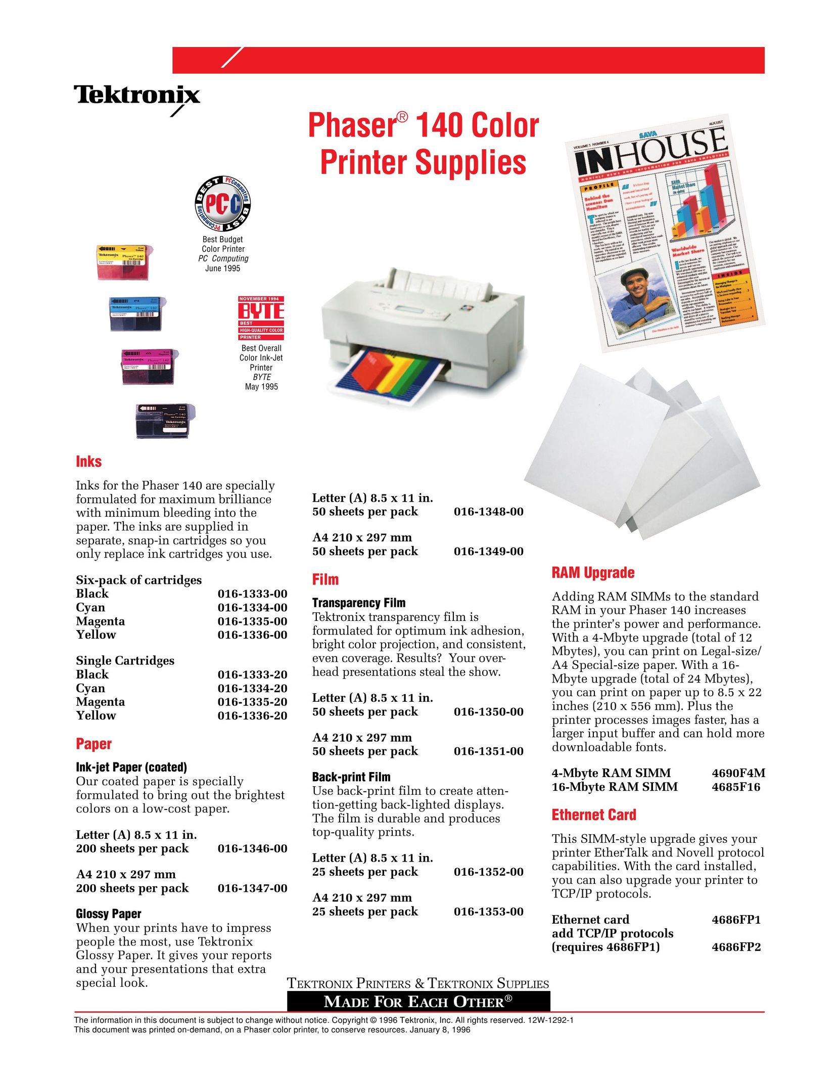 Tektronix 016-1350-00 Printer User Manual