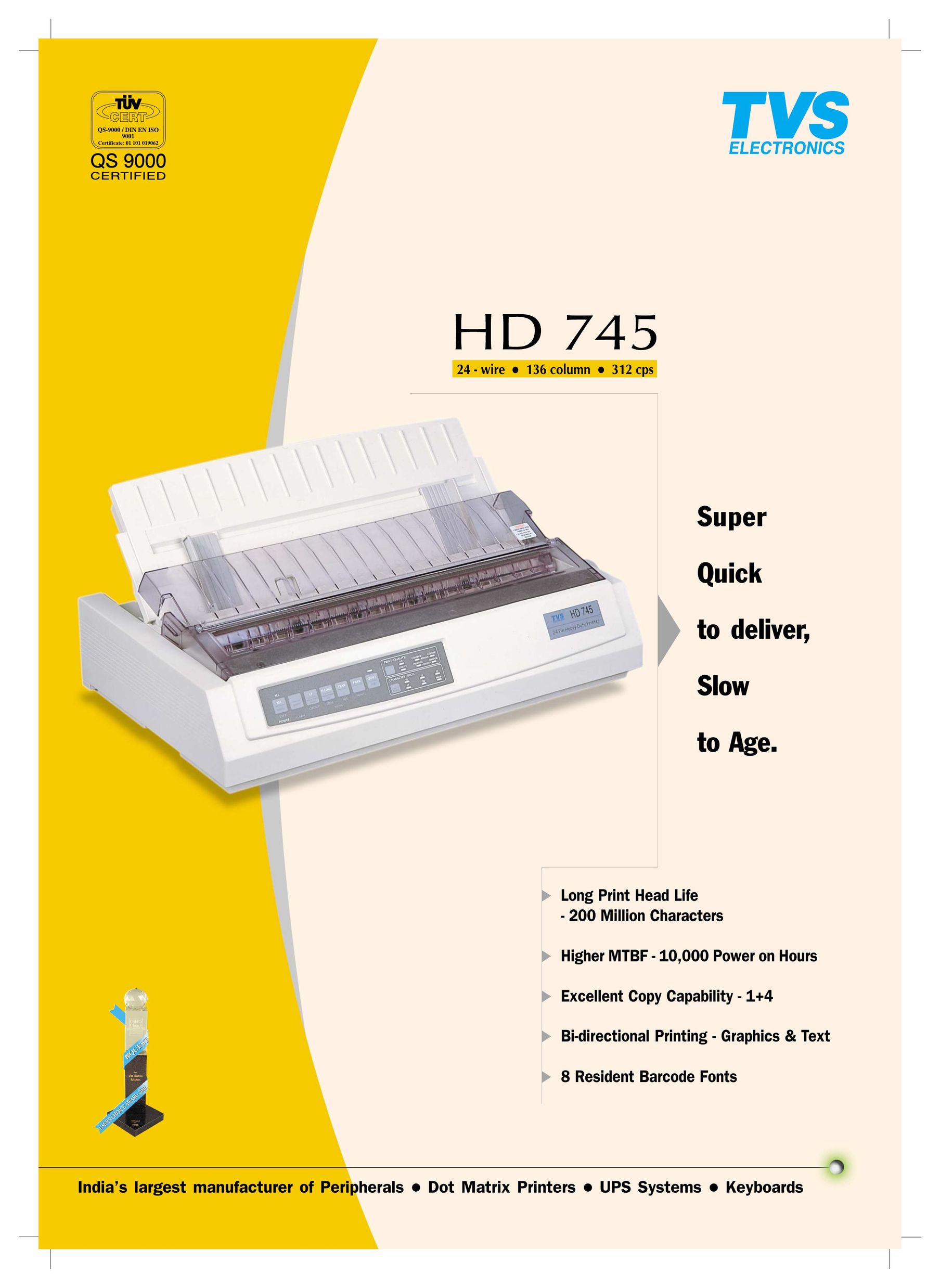 TVS electronic HD 745 Printer User Manual