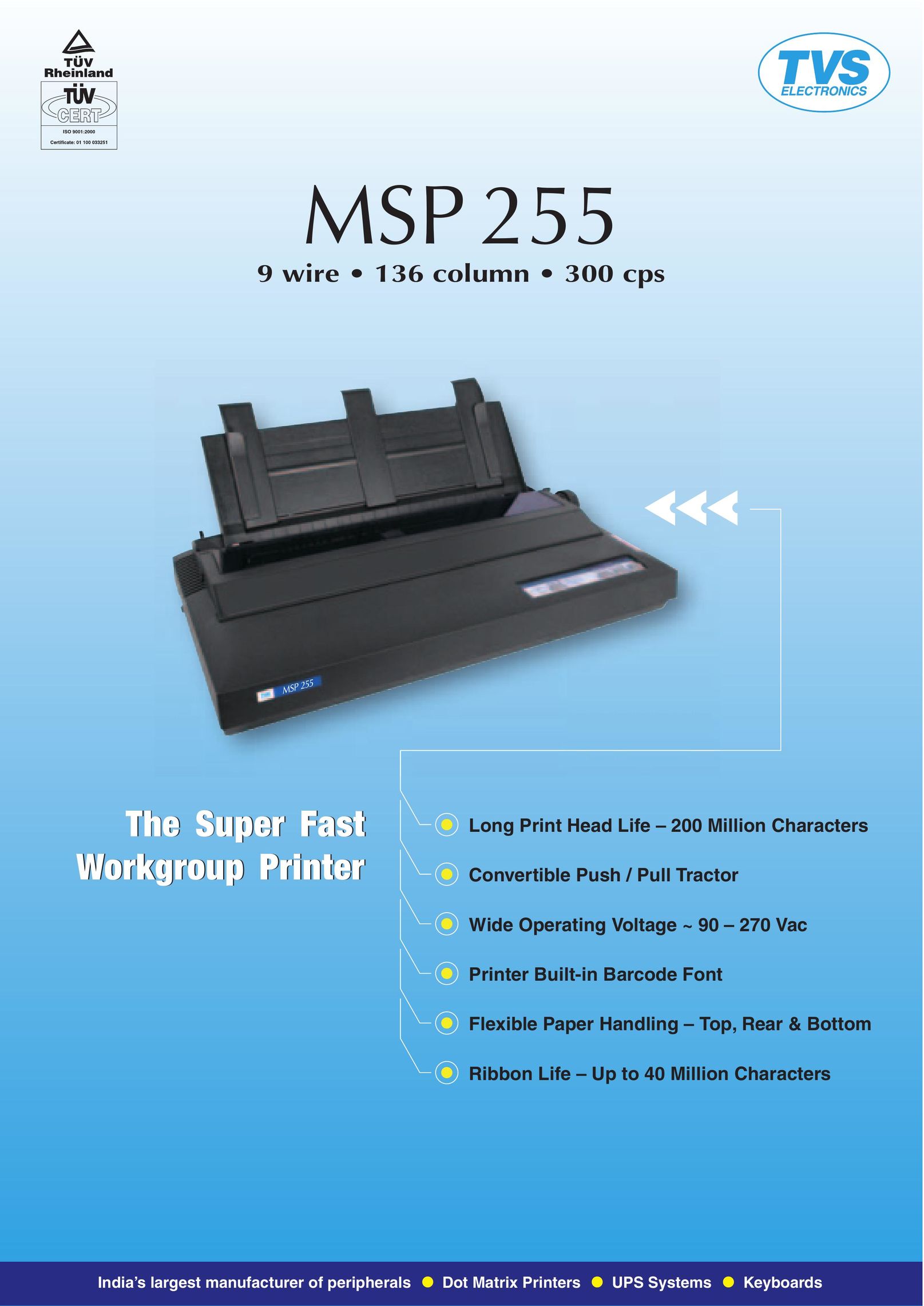 TVS electronic MSP 255 Printer User Manual
