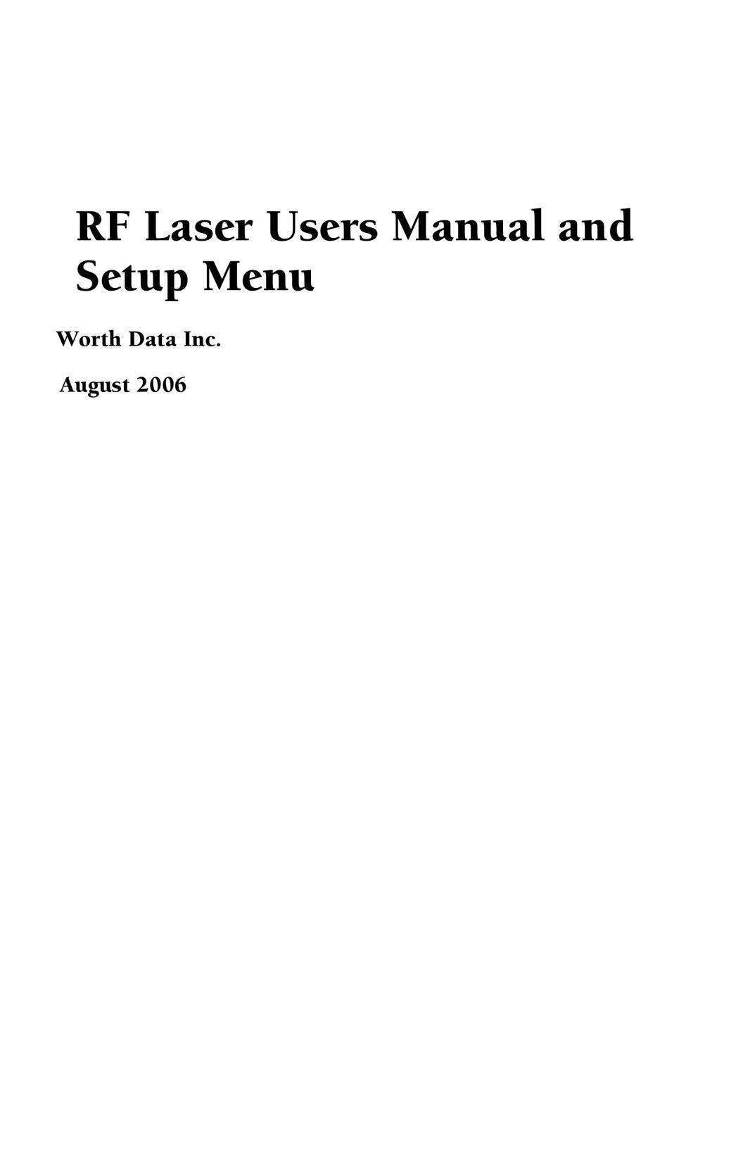 Worth Data RF Laser Printer User Manual