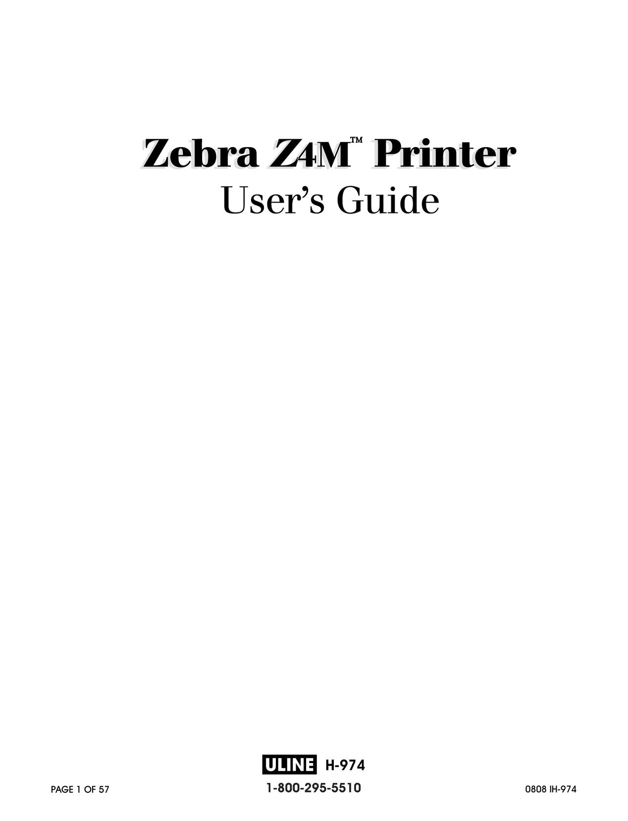 Zebra Technologies H-974 Printer User Manual