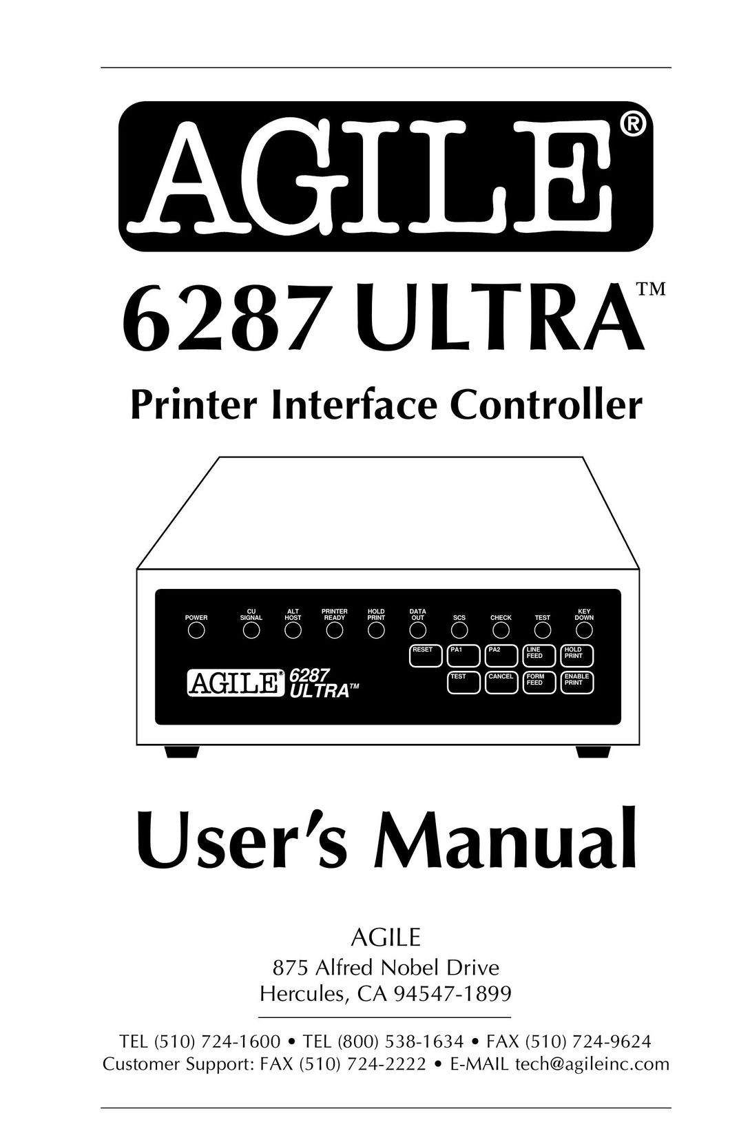 Agilent Technologies 6287 Printer Accessories User Manual