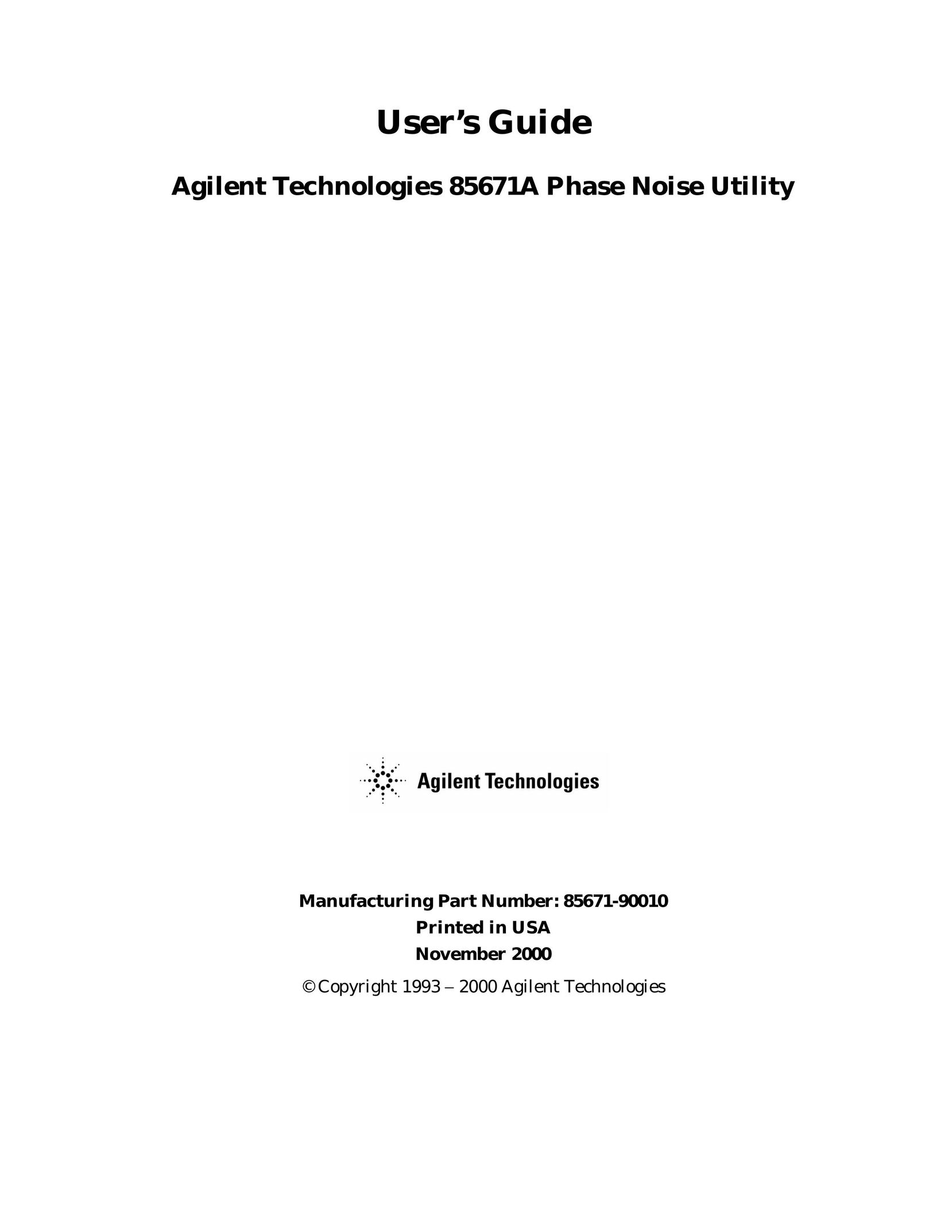 Agilent Technologies 85671A Printer Accessories User Manual
