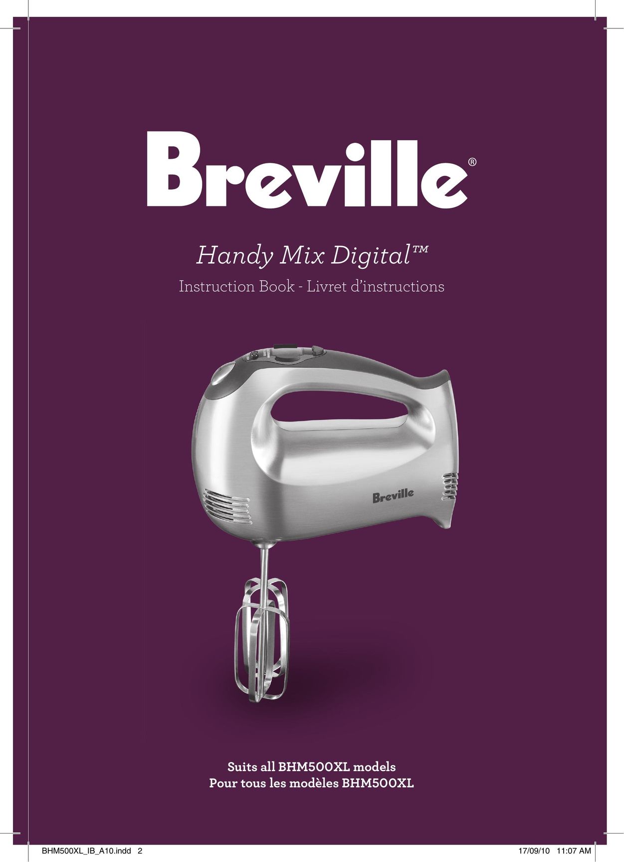 Breville BHM500RXL Printer Accessories User Manual