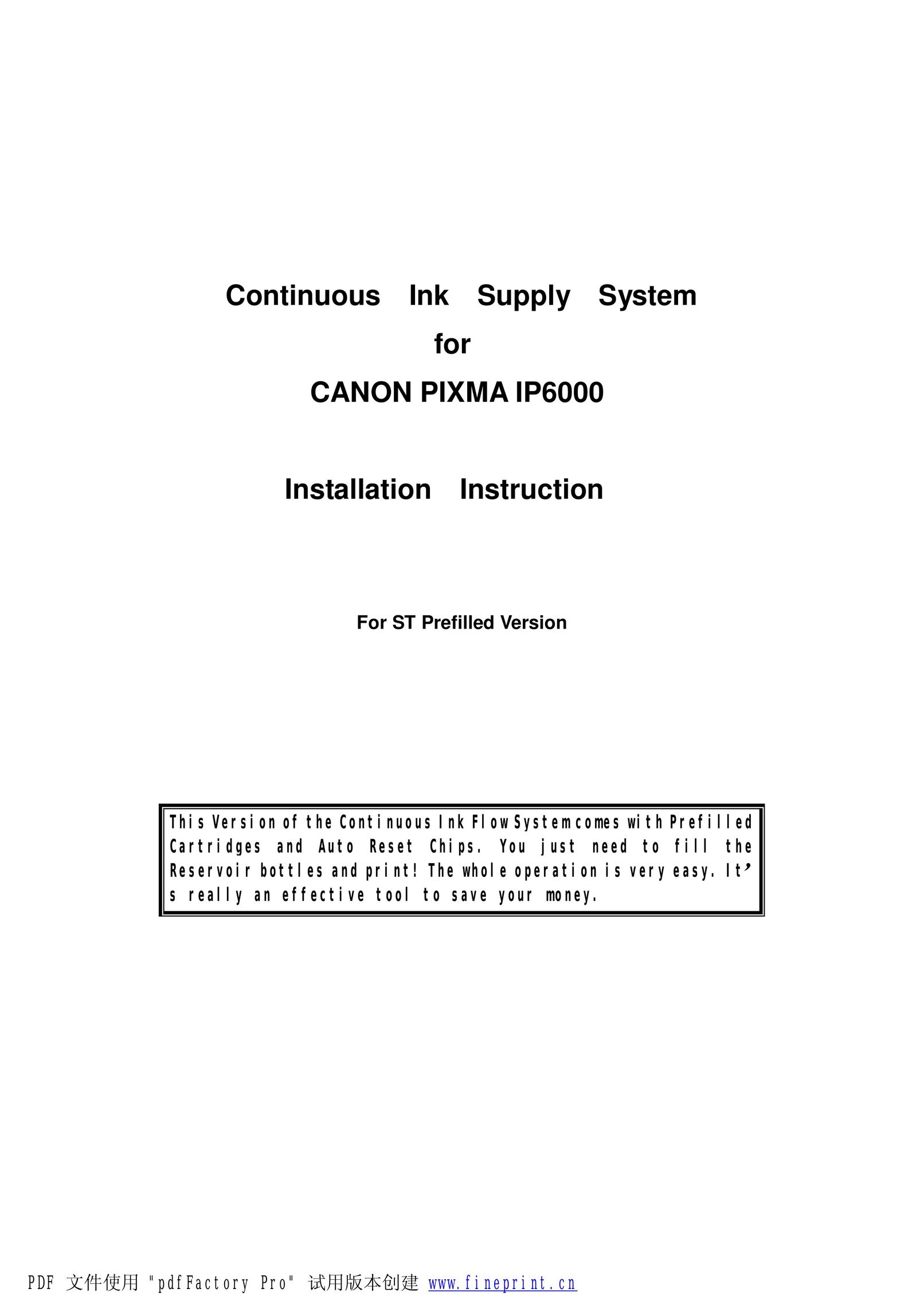 Canon Canon Pixma IP6000 Printer Accessories User Manual