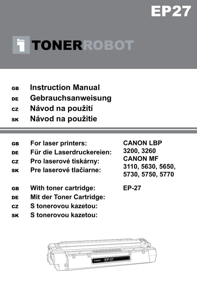 Canon EP27 Printer Accessories User Manual