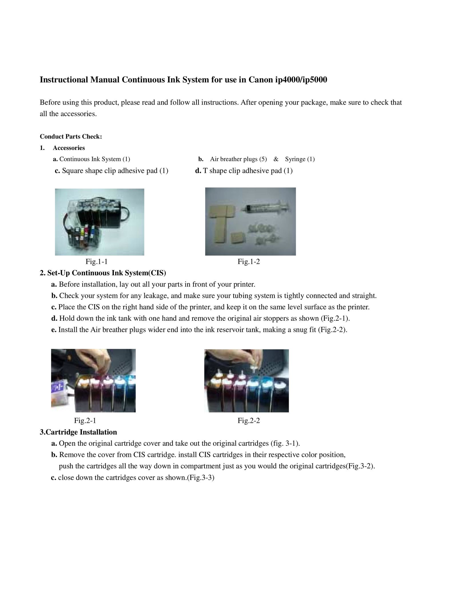 Canon IP4000 Printer Accessories User Manual
