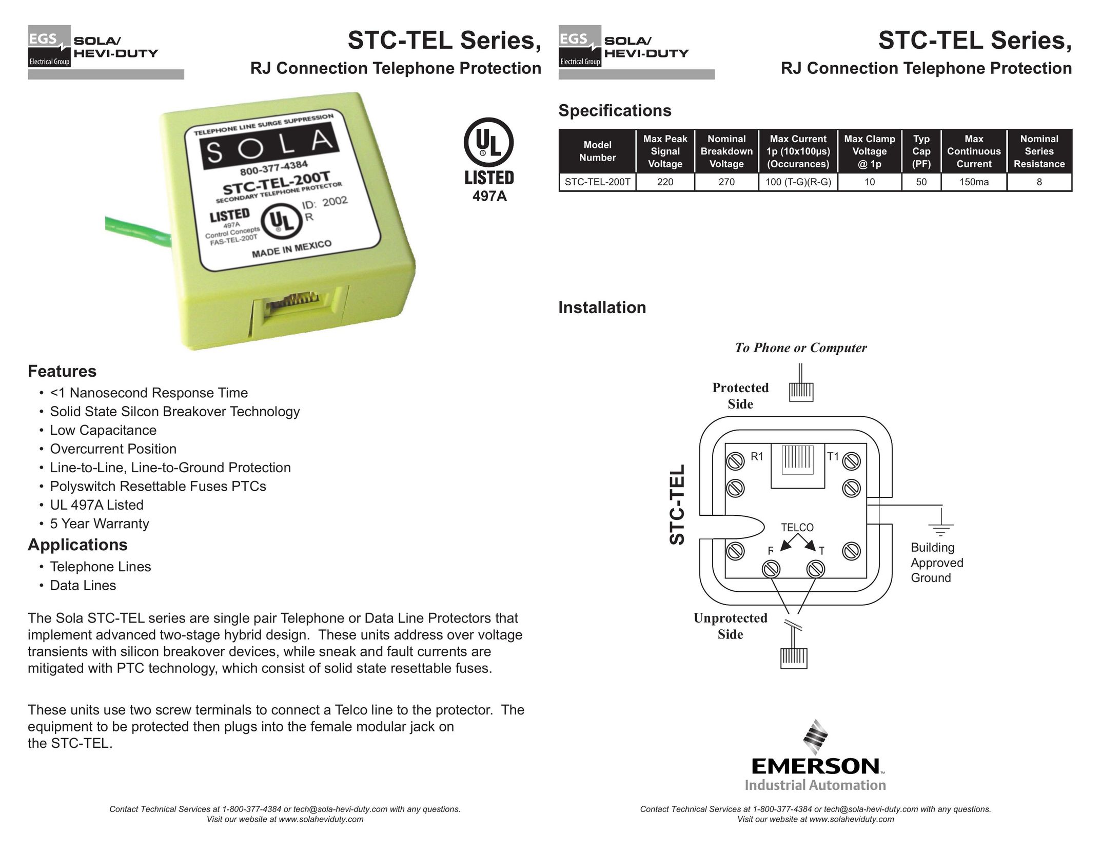 Emerson STC-TEL 200T Printer Accessories User Manual