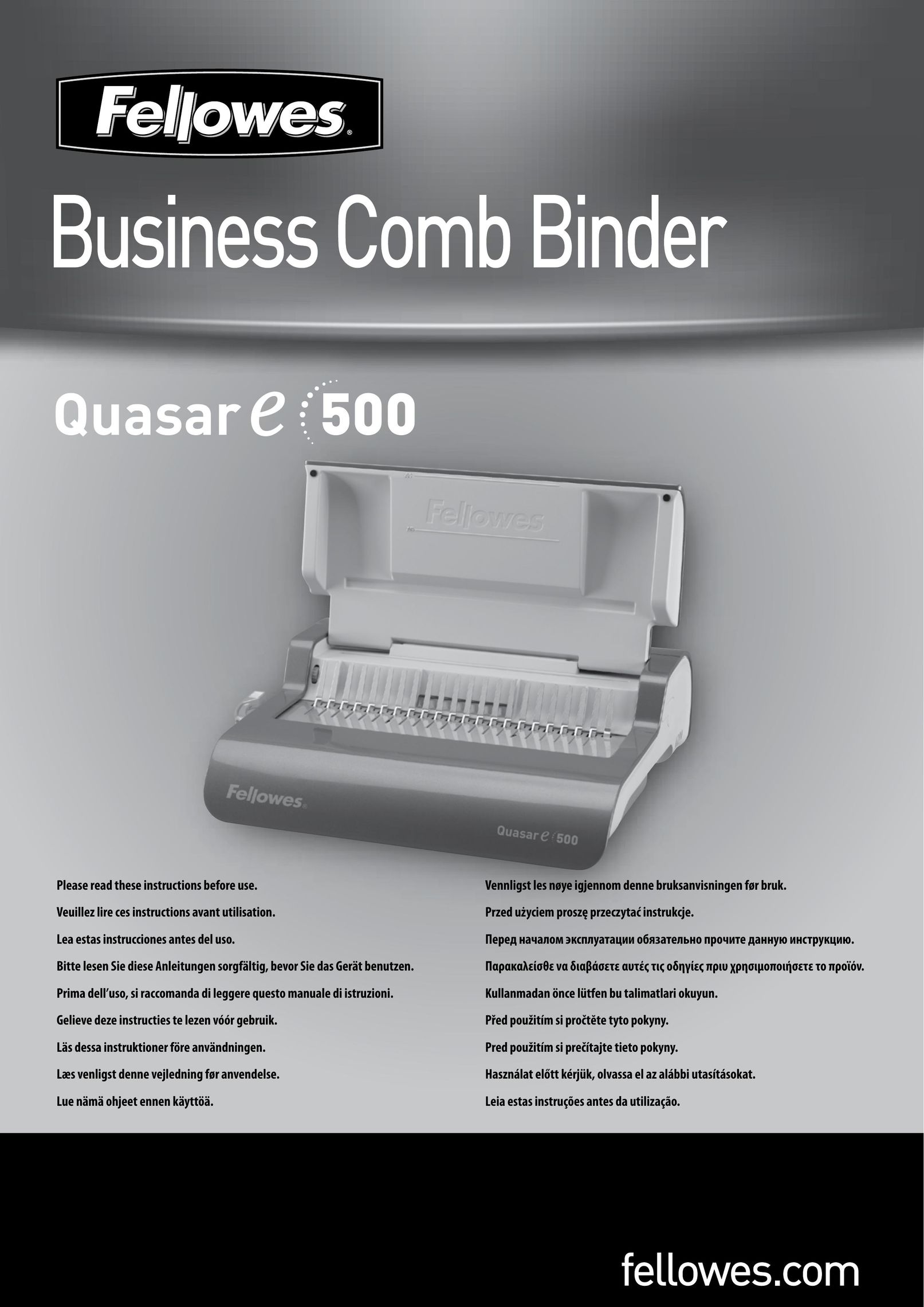 Fellowes Quasar e 500 Printer Accessories User Manual