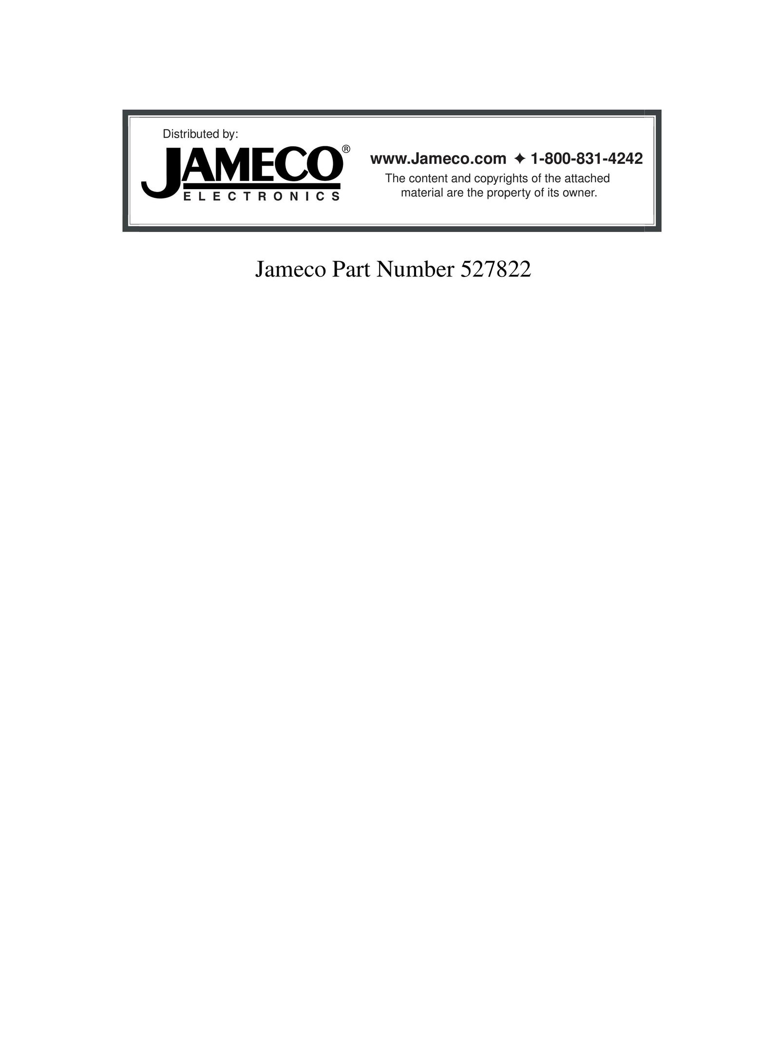 Jameco Electronics 527822 Printer Accessories User Manual