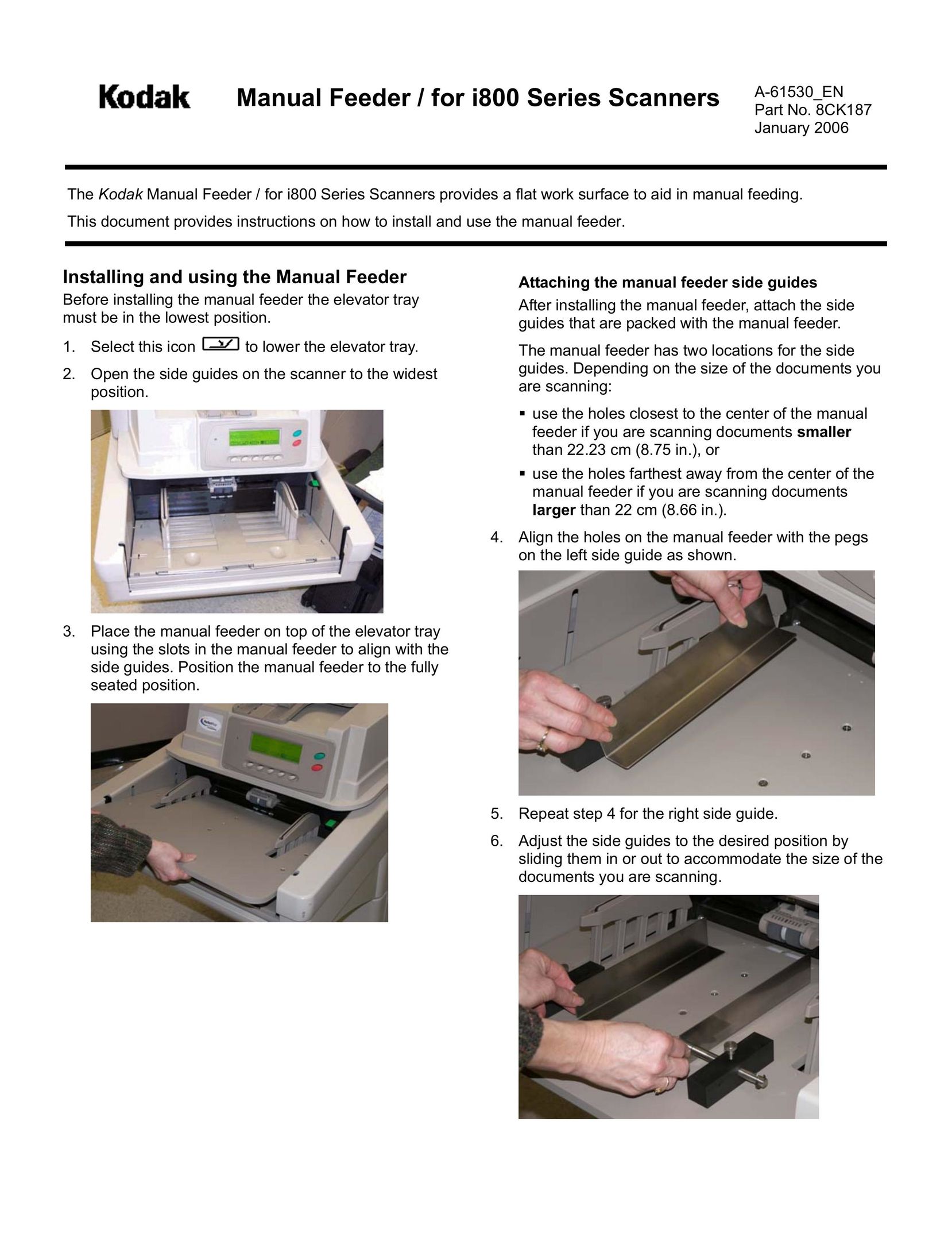 Kodak I800 Printer Accessories User Manual
