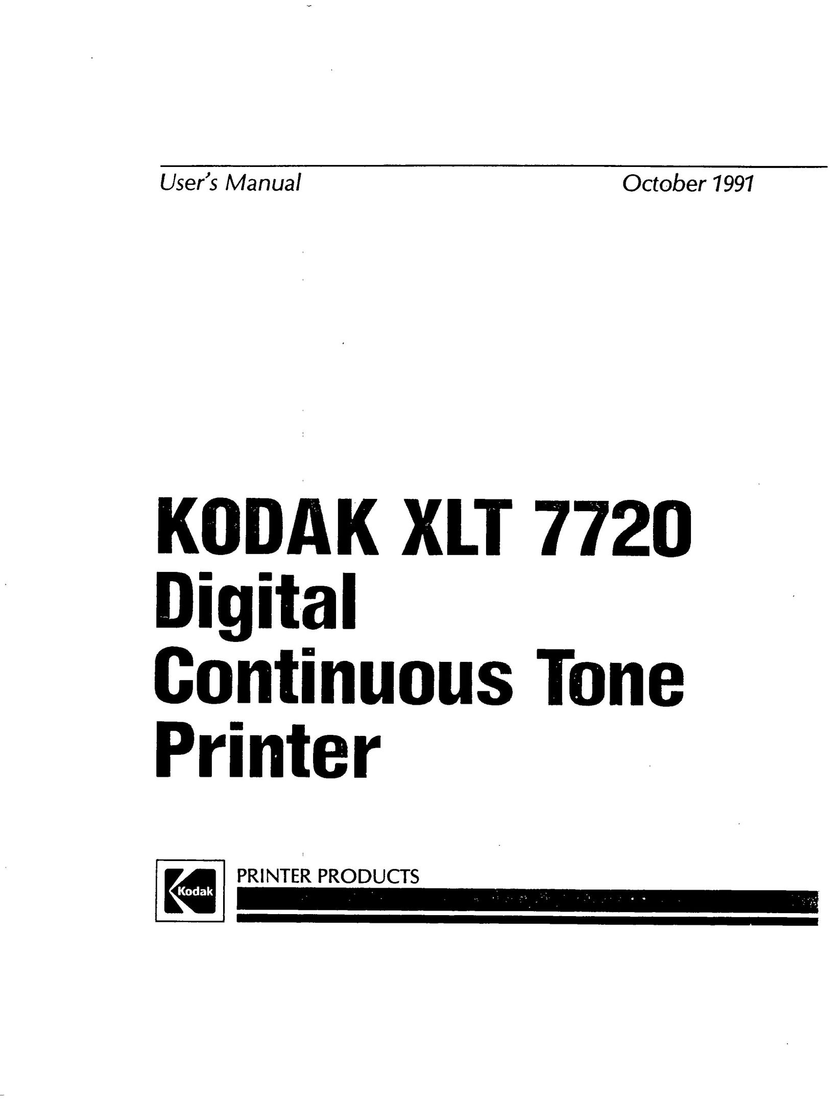 Kodak XLT 7720 Printer Accessories User Manual