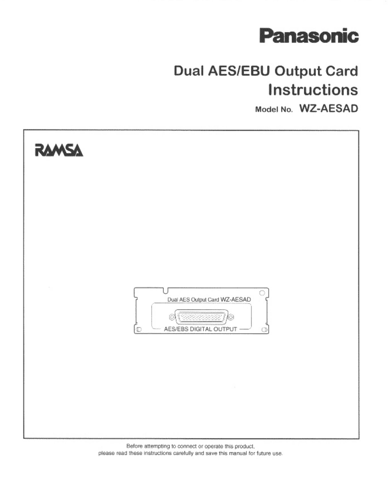 Panasonic WZ-AESAD Printer Accessories User Manual