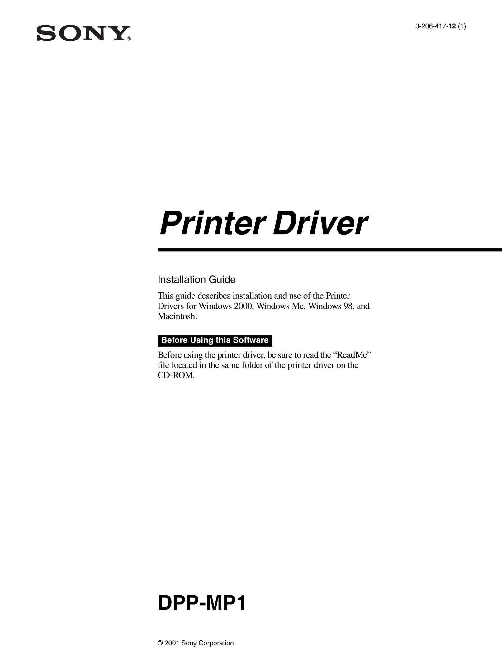 Sony DPP-MP1 Printer Accessories User Manual