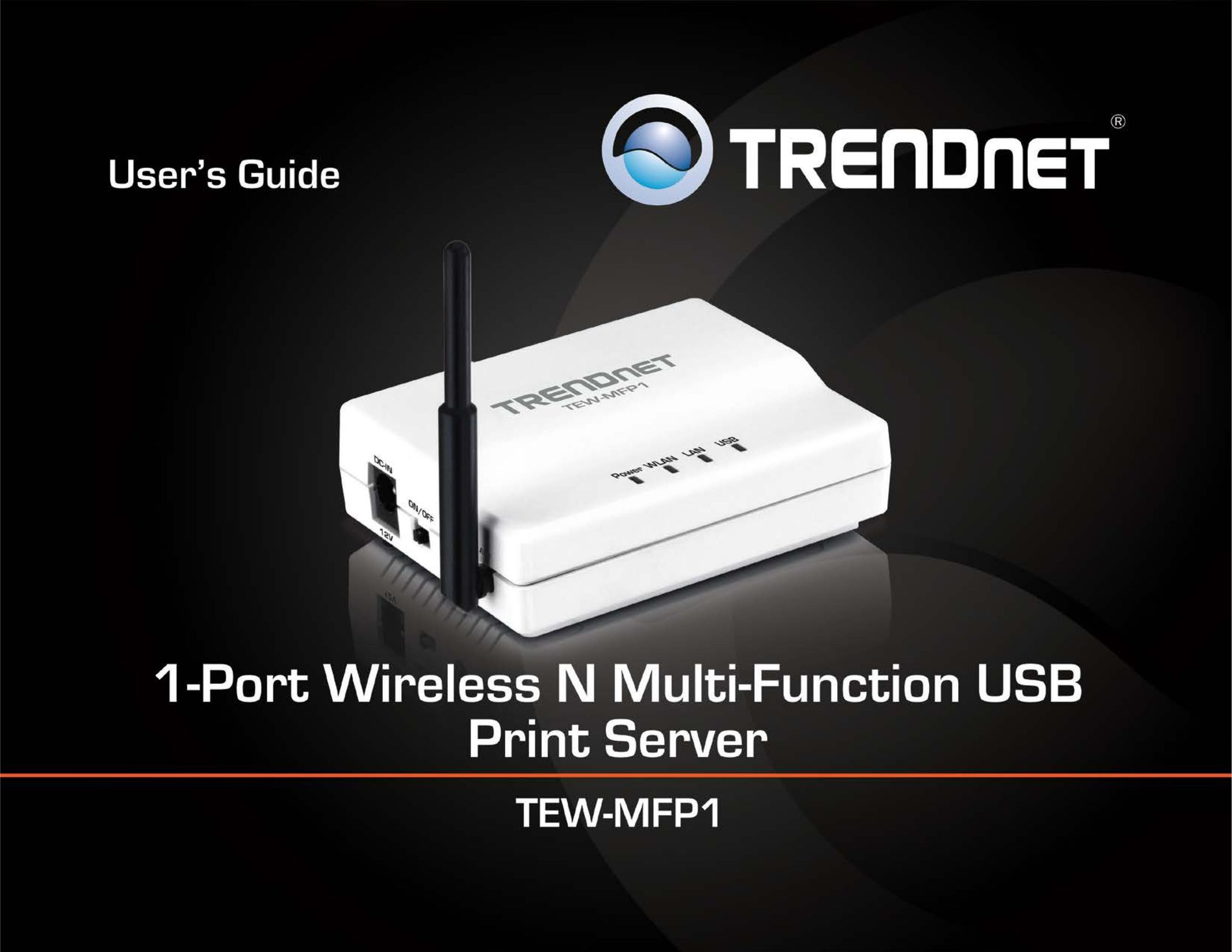 TRENDnet 1-Port Wireless N Multi-Function USB Print Server Printer Accessories User Manual