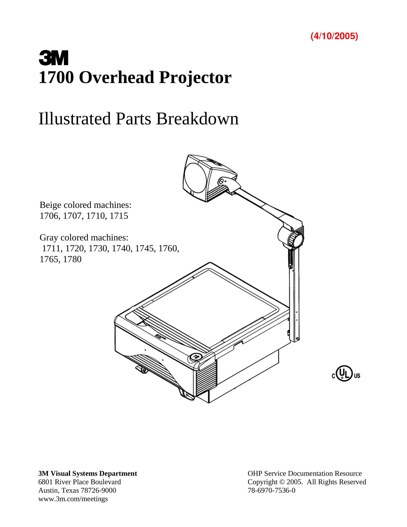3M 1707 Projector User Manual