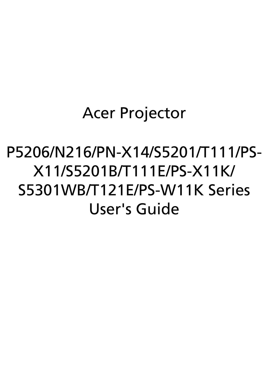 Acer N216 Projector User Manual