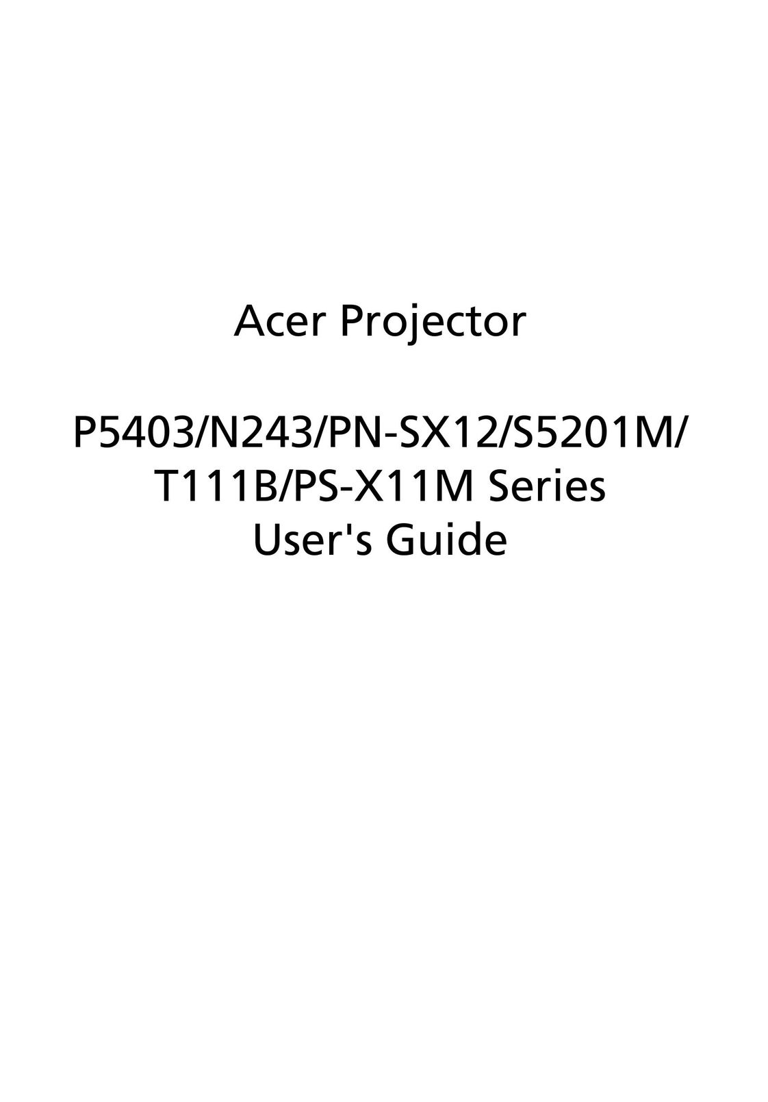 Acer N243 Projector User Manual