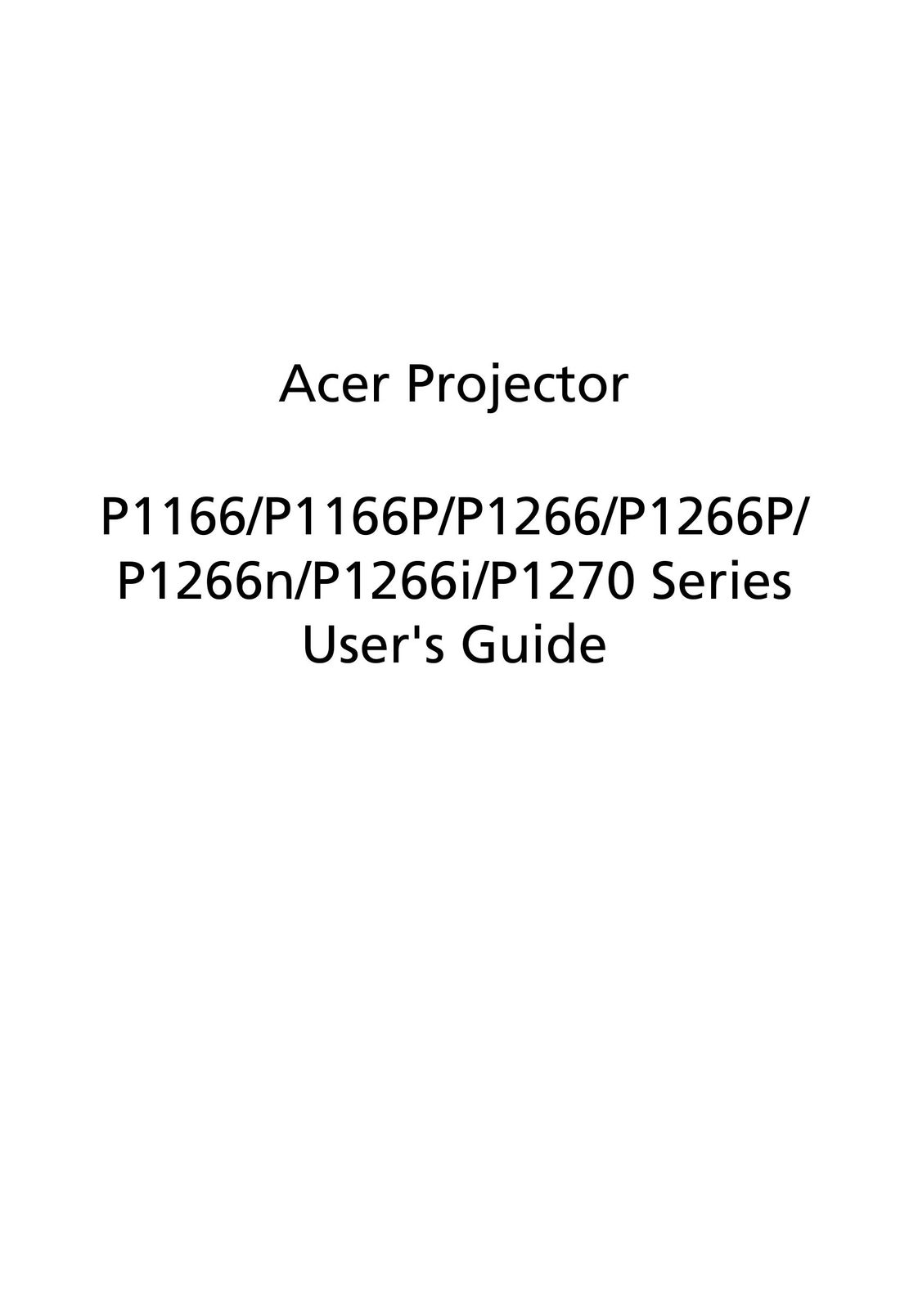 Acer P1166P Projector User Manual