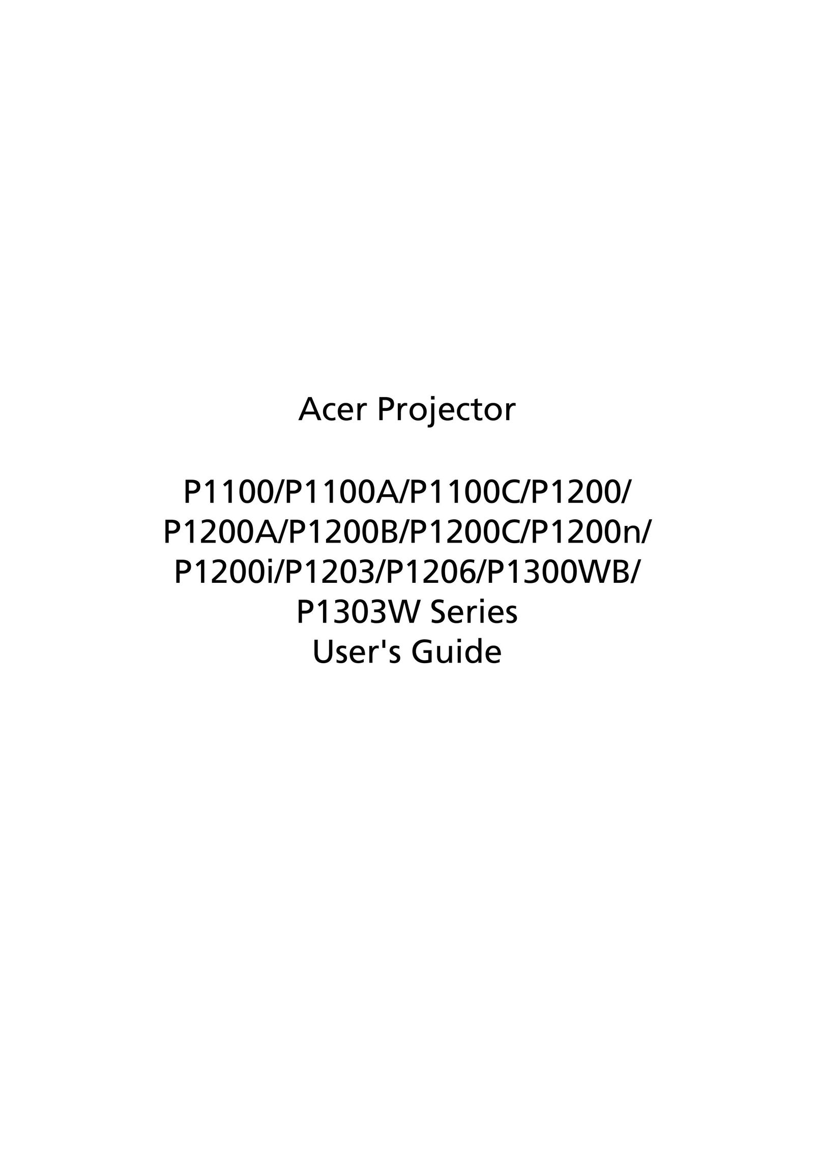 Acer P1200 Projector User Manual