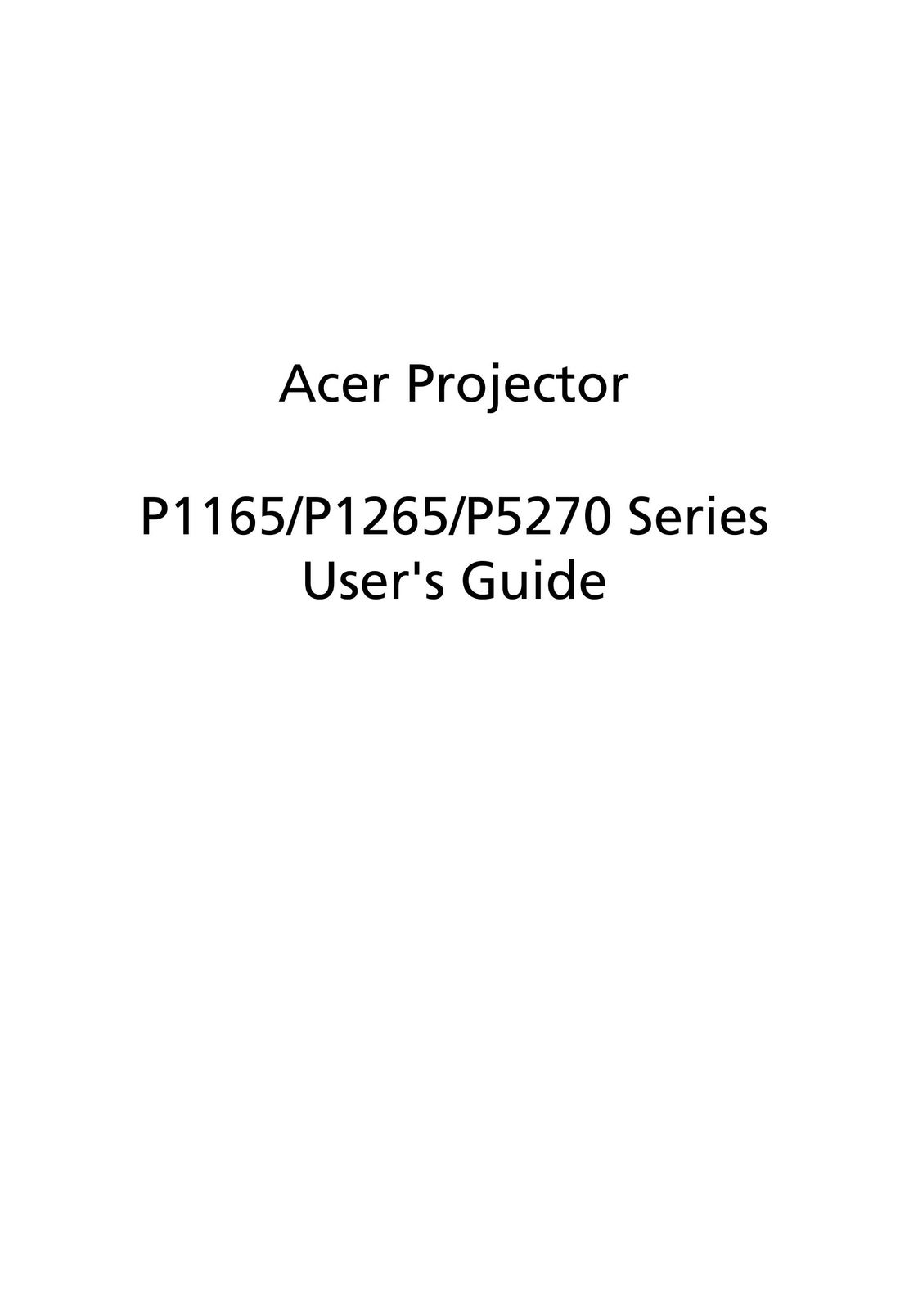 Acer P1265 Projector User Manual